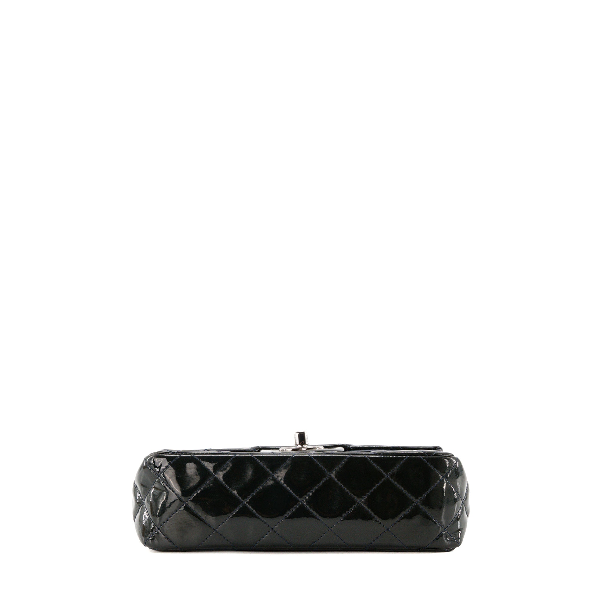 CHANEL - Sac à bandoulière Classique/Timeless Mini Rectangle Chanel en cuir verni kaki