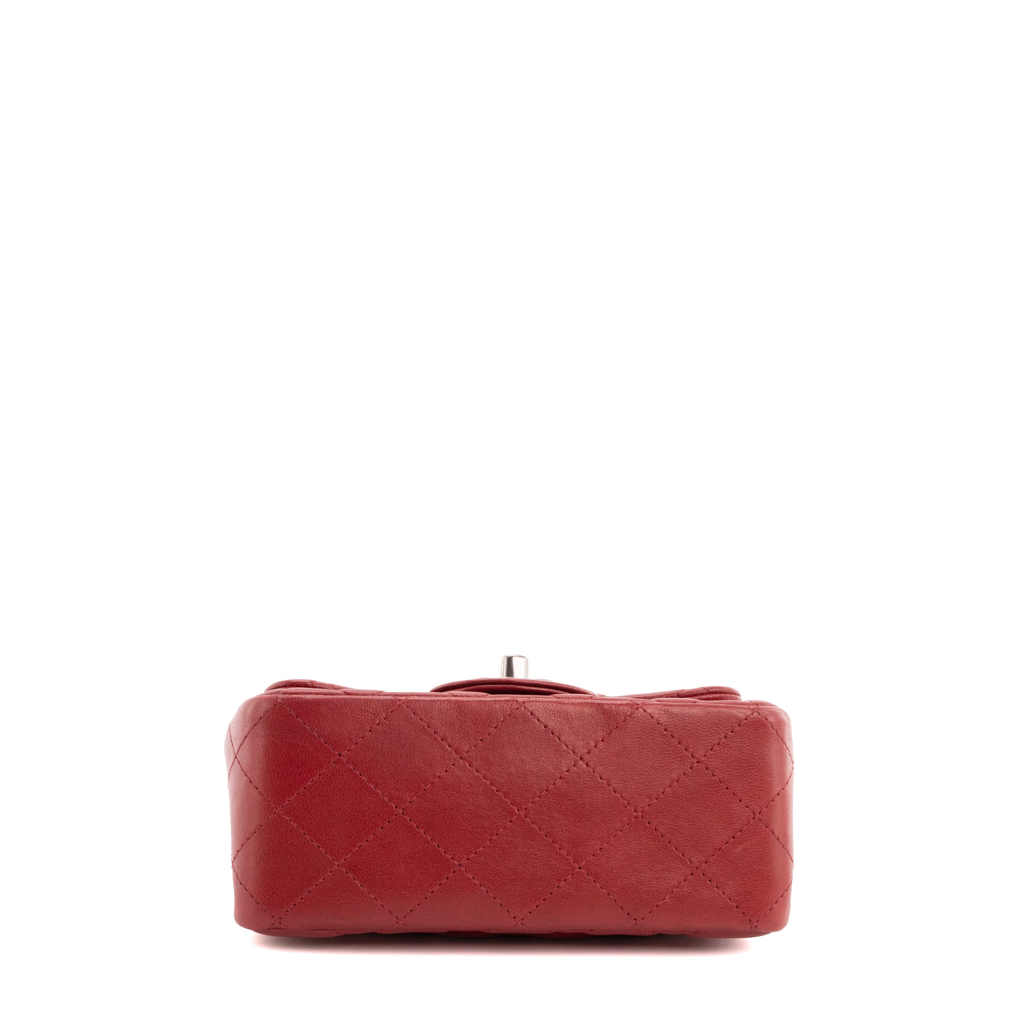 CHANEL - Sac à bandoulière Classique/Timeless Mini Square Chanel en cuir bordeaux