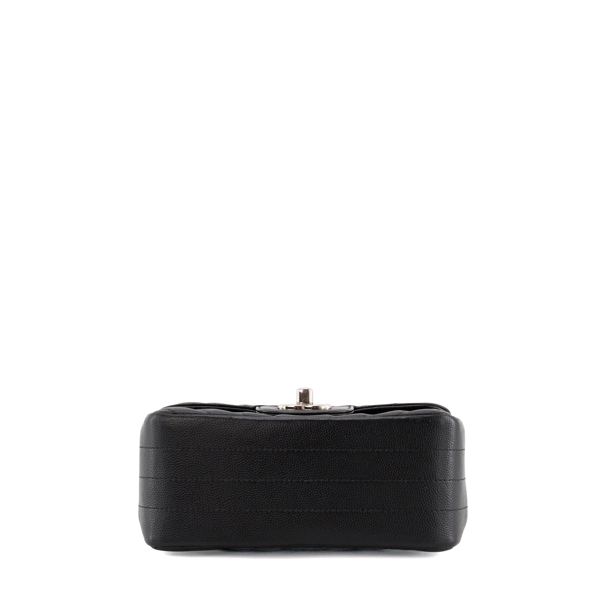 CHANEL - Sac à bandoulière Classique/Timeless Mini Square Chanel en cuir caviar noir