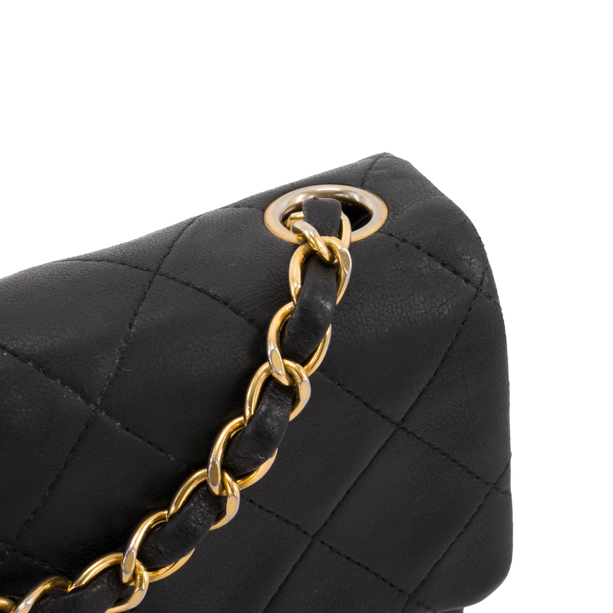 CHANEL - Sac à bandoulière Classique/Timeless Mini Square Chanel en cuir noir vintage