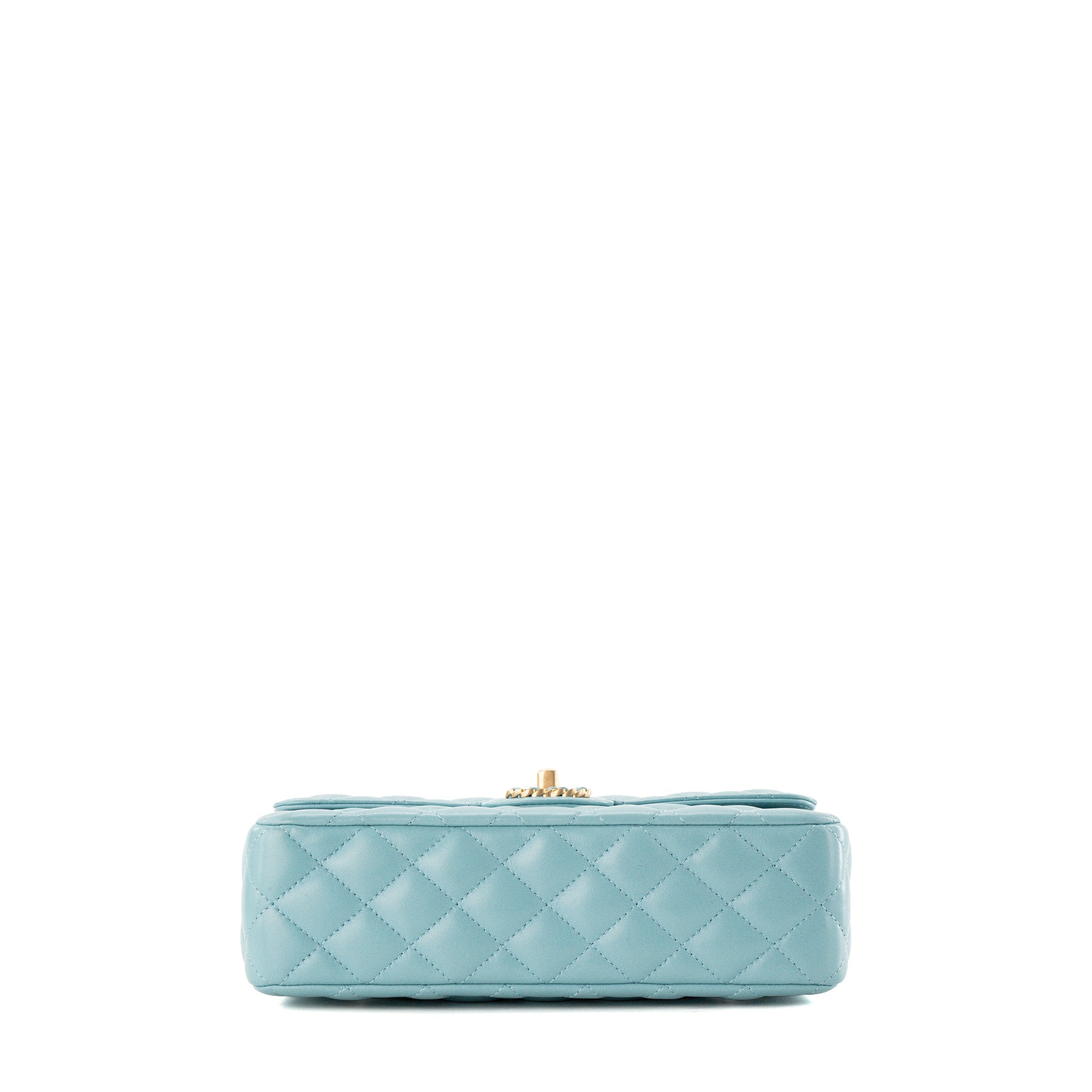 CHANEL - Sac à bandoulière Classique/Timeless Top Handle Chanel en cuir lisse bleu