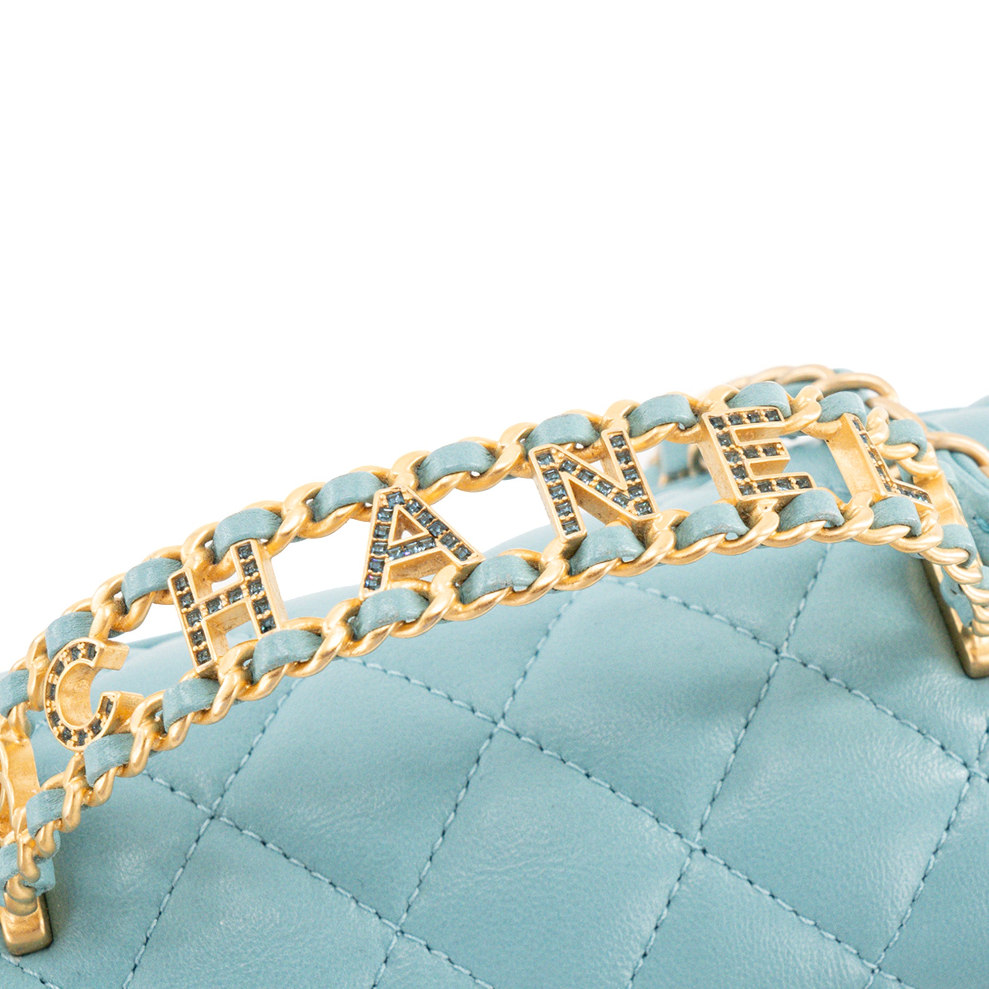 CHANEL - Sac à bandoulière Classique/Timeless Top Handle Chanel en cuir lisse bleu
