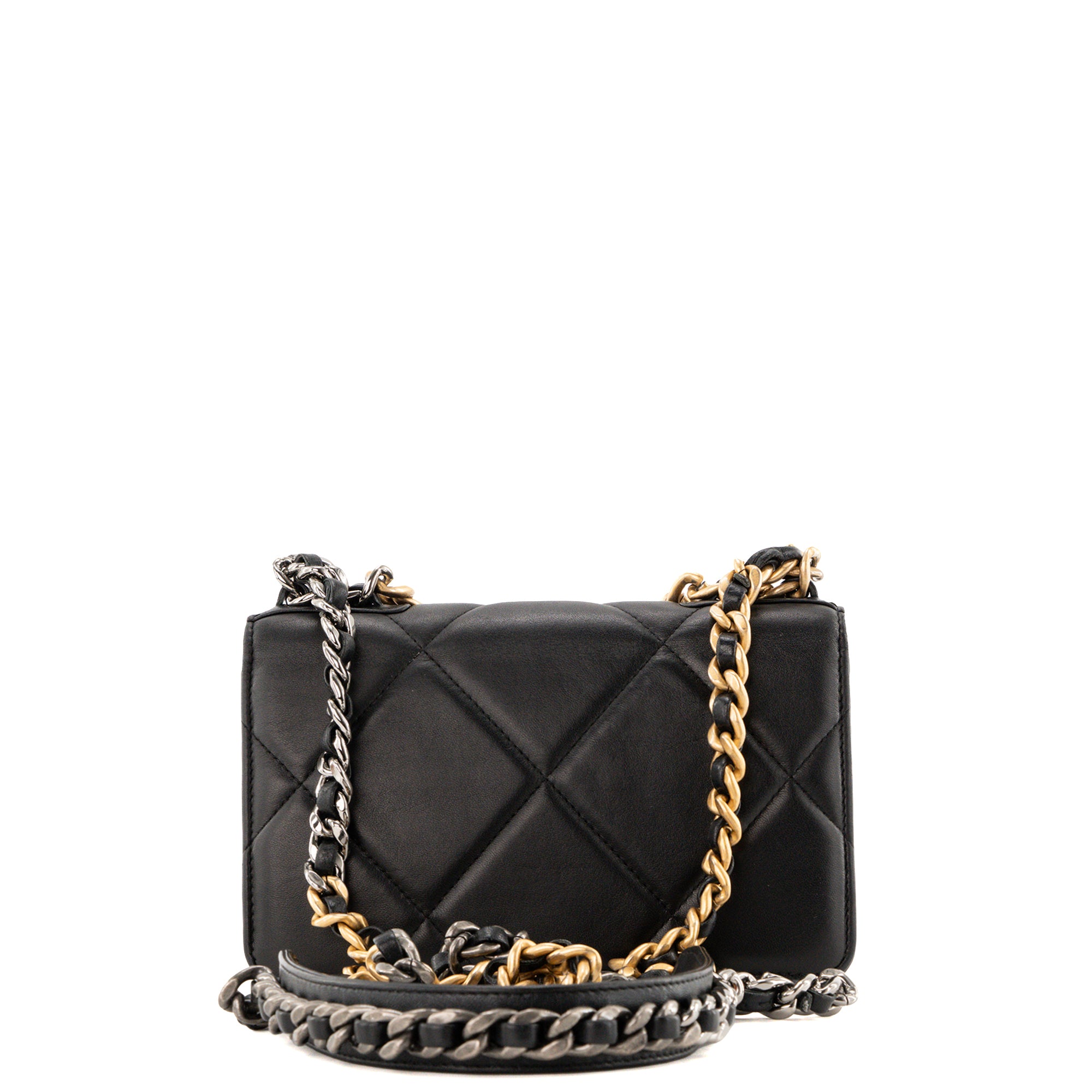 CHANEL - Sac à bandoulière Wallet On Chain 19 Chanel en cuir lisse noir