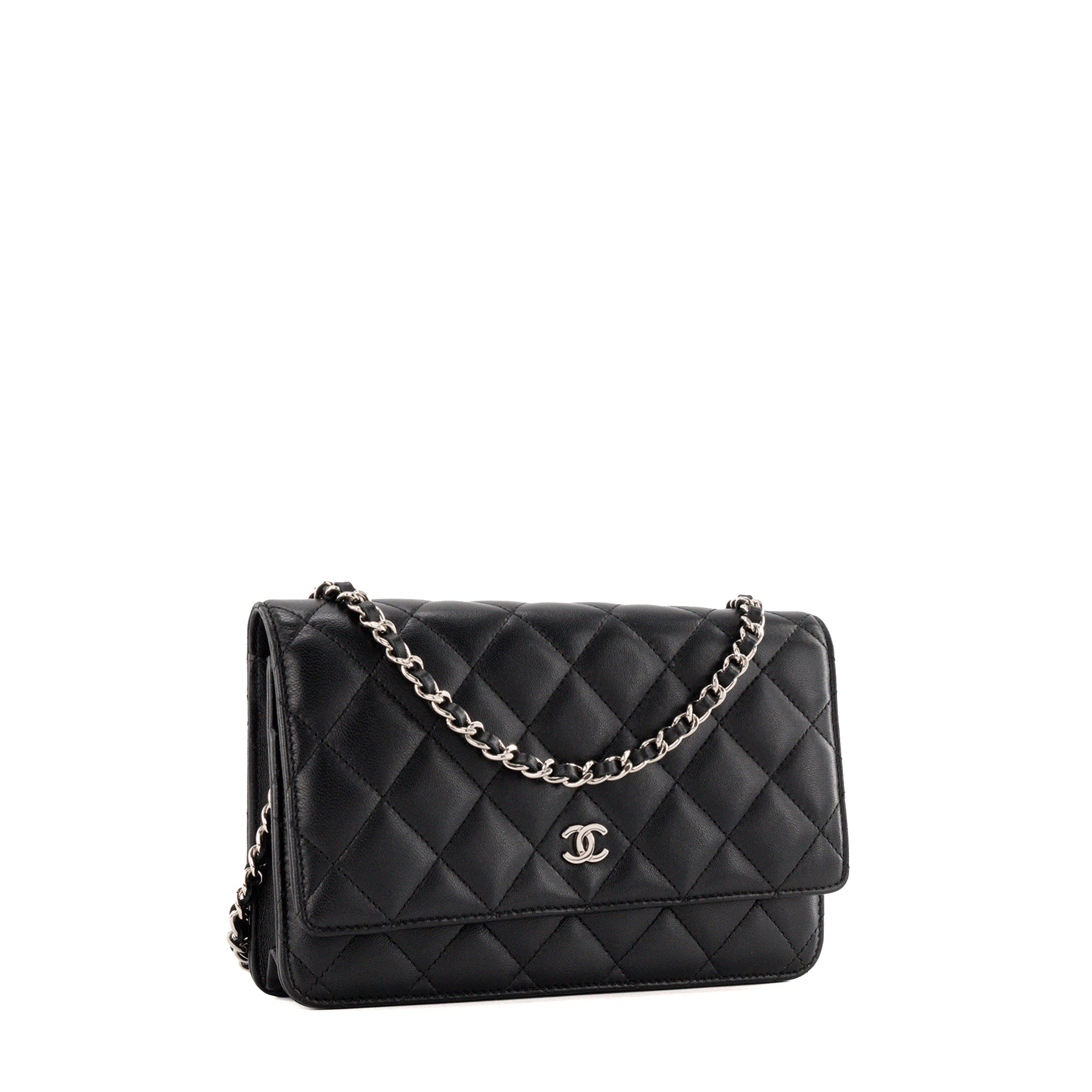 CHANEL - Sac à bandoulière Classique/Timeless Wallet On Chain Chanel en cuir lisse noir