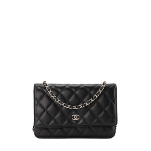 CHANEL - Sac à bandoulière Classique/Timeless Wallet On Chain Chanel en cuir lisse noir