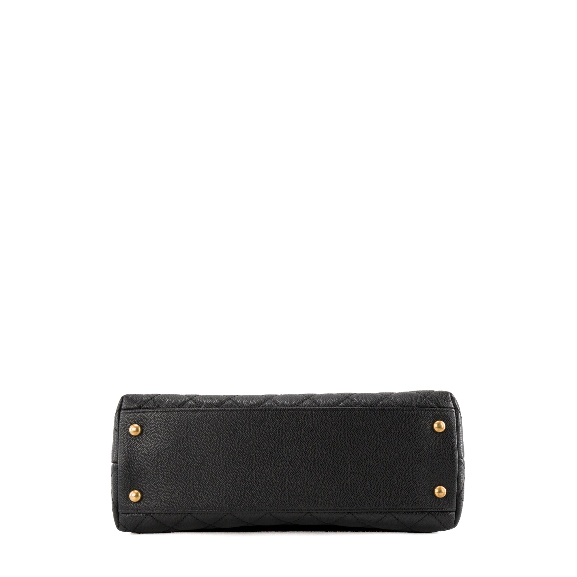 CHANEL - Sac à bandoulière Coco Handle Chanel en cuir caviar noir et anse en cuir exotique lézard bordeaux