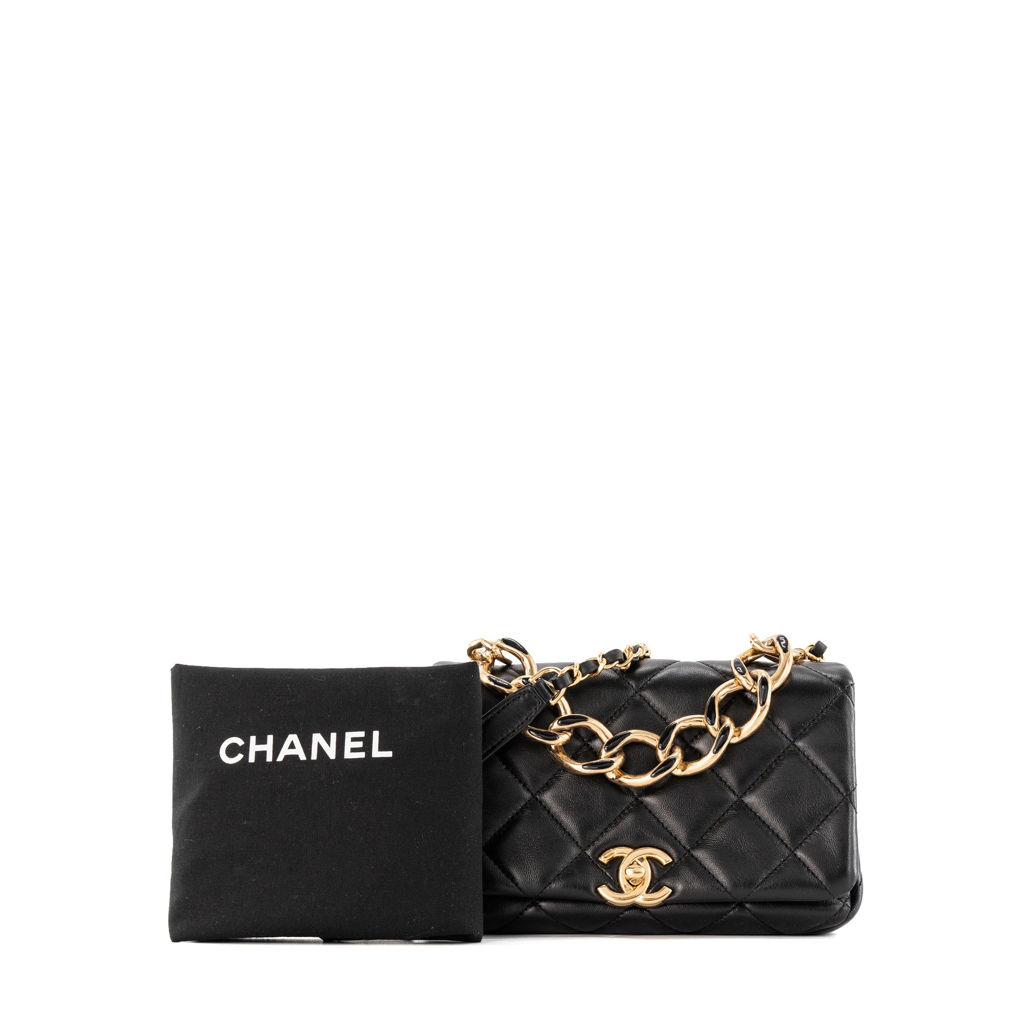 CHANEL - Sac à bandoulière Color Match Chanel en cuir lisse noir édition limitée