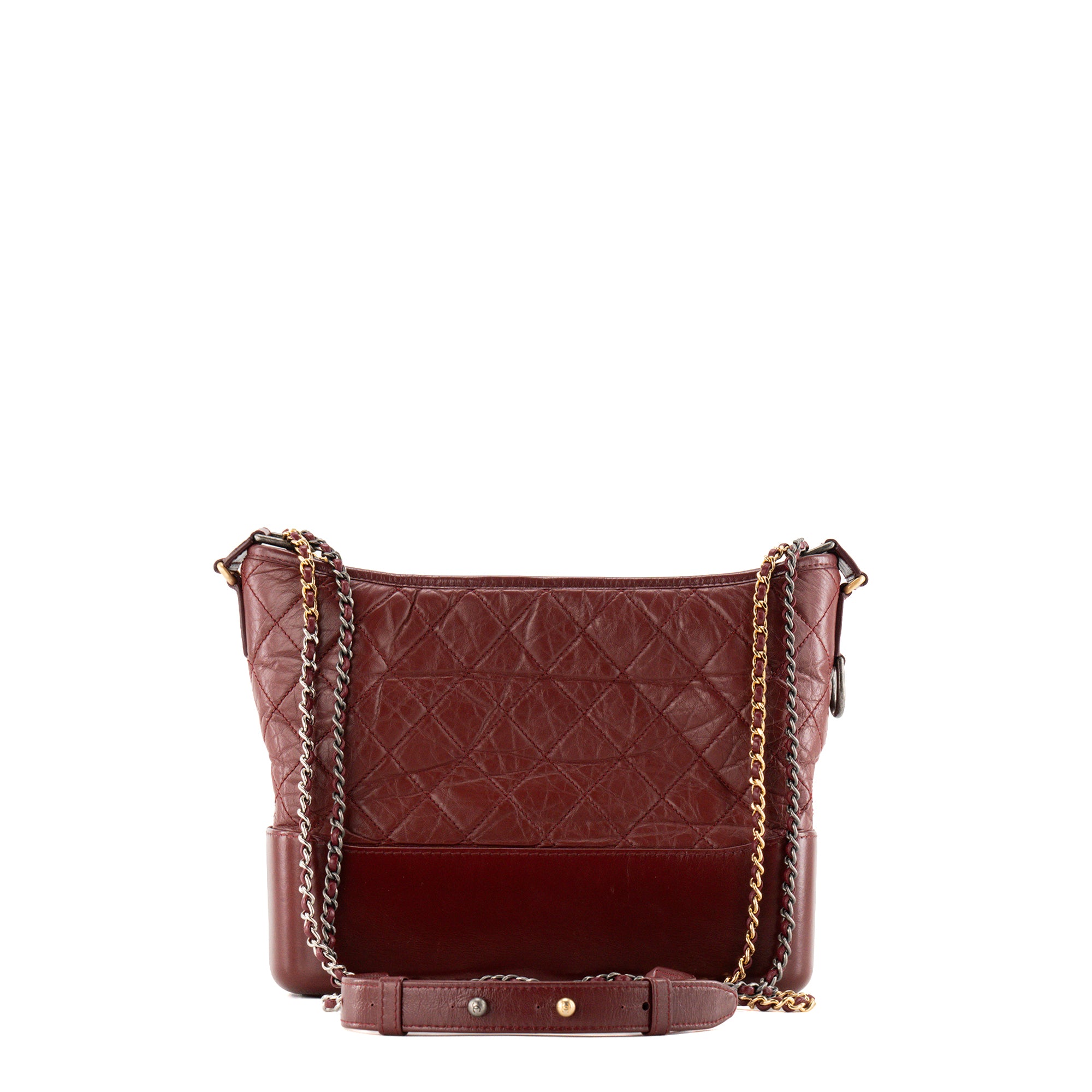 CHANEL - Sac à bandoulière Gabrielle Chanel en cuir froissé bordeaux