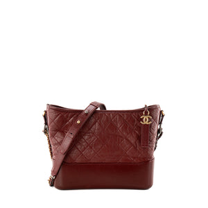 CHANEL - Sac à bandoulière Gabrielle Chanel en cuir froissé bordeaux