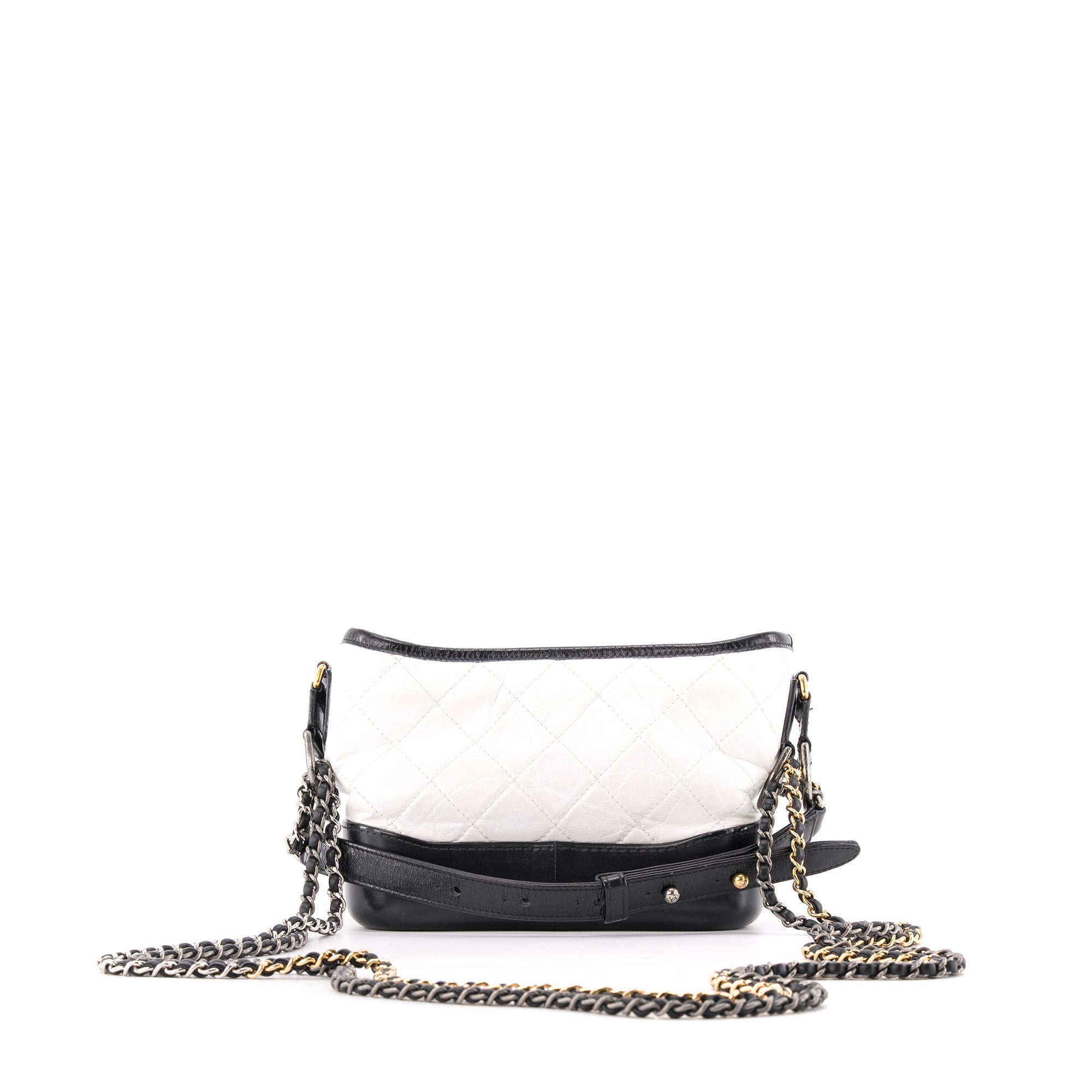 CHANEL - Sac à bandoulière Gabrielle mini Chanel en cuir blanc et noir