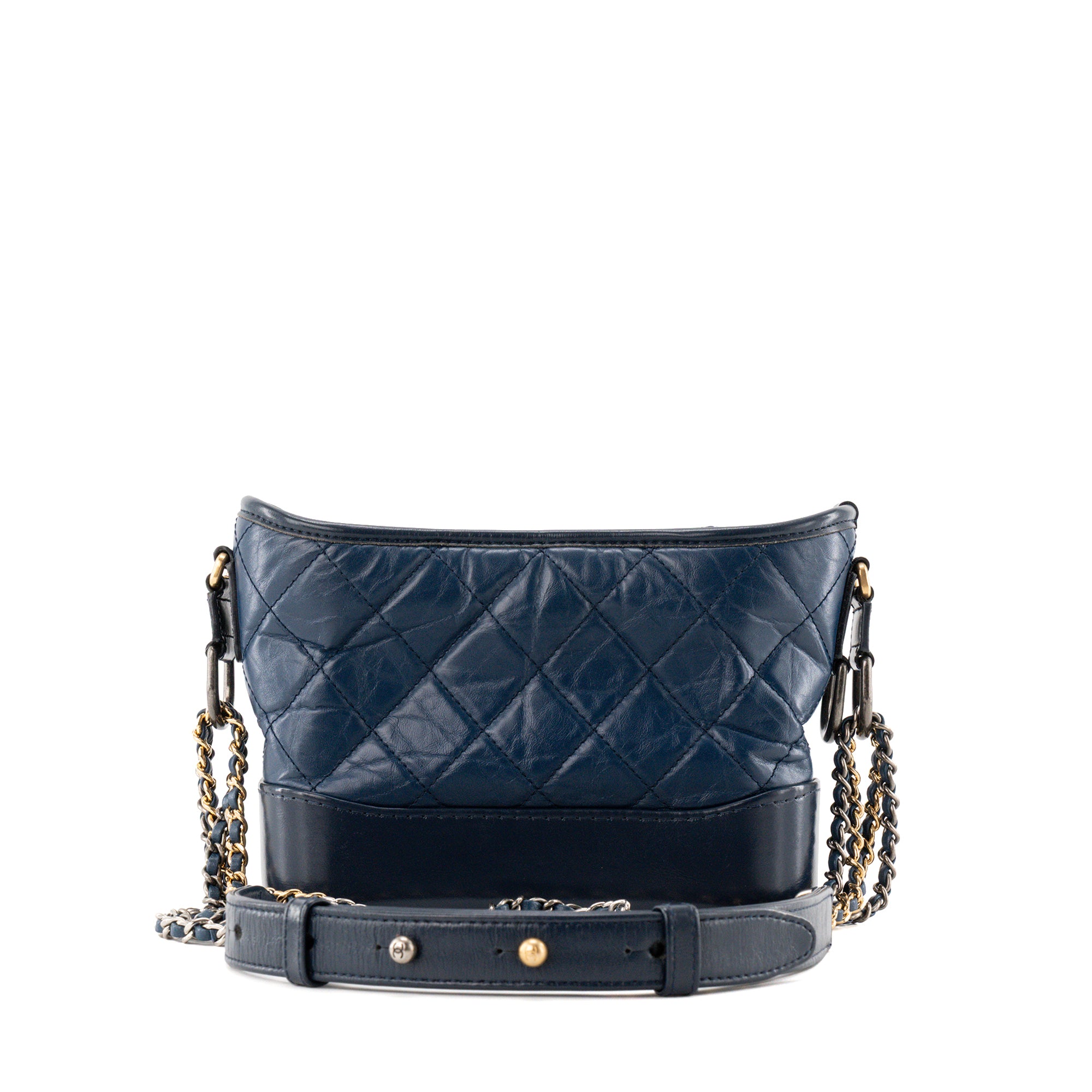 CHANEL - Sac à bandoulière Gabrielle mini Chanel en cuir bleu marine