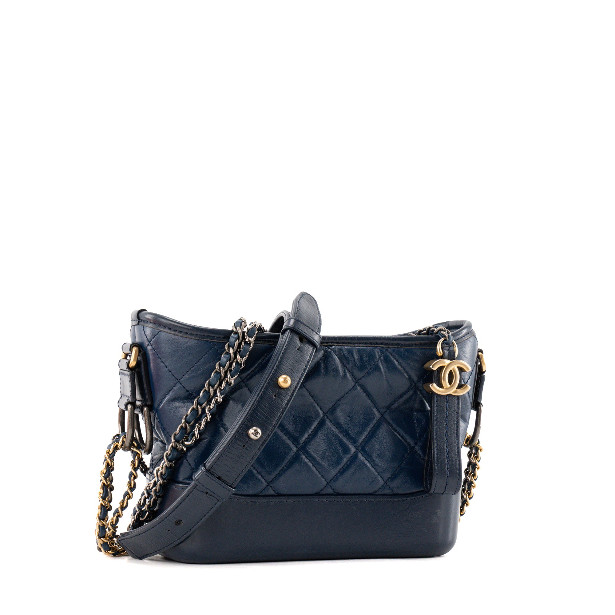 CHANEL - Sac à bandoulière Gabrielle mini Chanel en cuir bleu marine