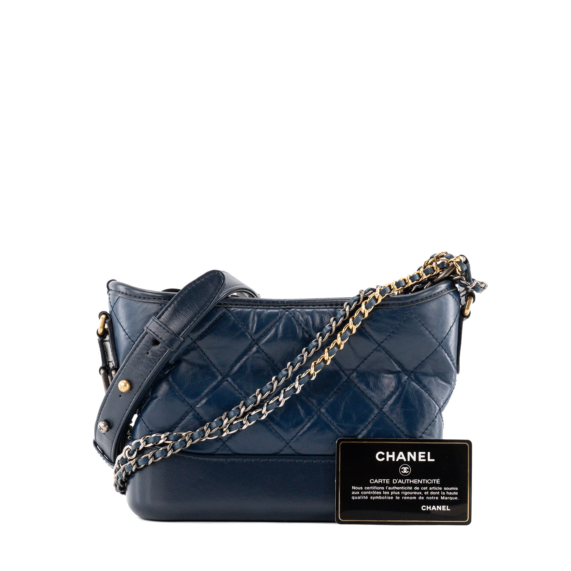 CHANEL - Sac à bandoulière Gabrielle mini Chanel en cuir bleu marine