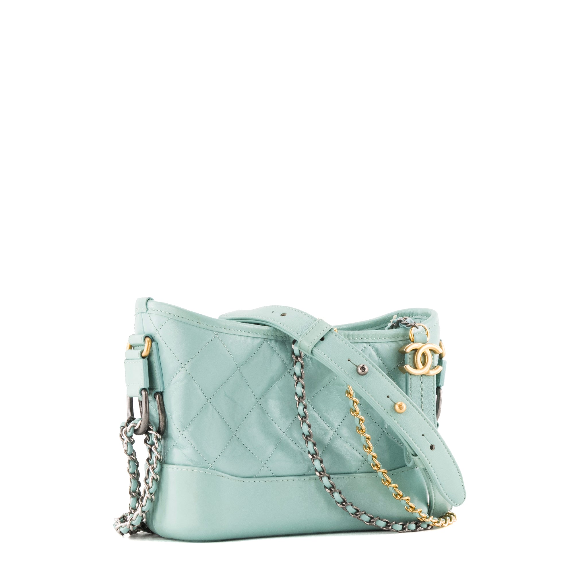 CHANEL - Sac à bandoulière Gabrielle mini Chanel en cuir bleu turquoise