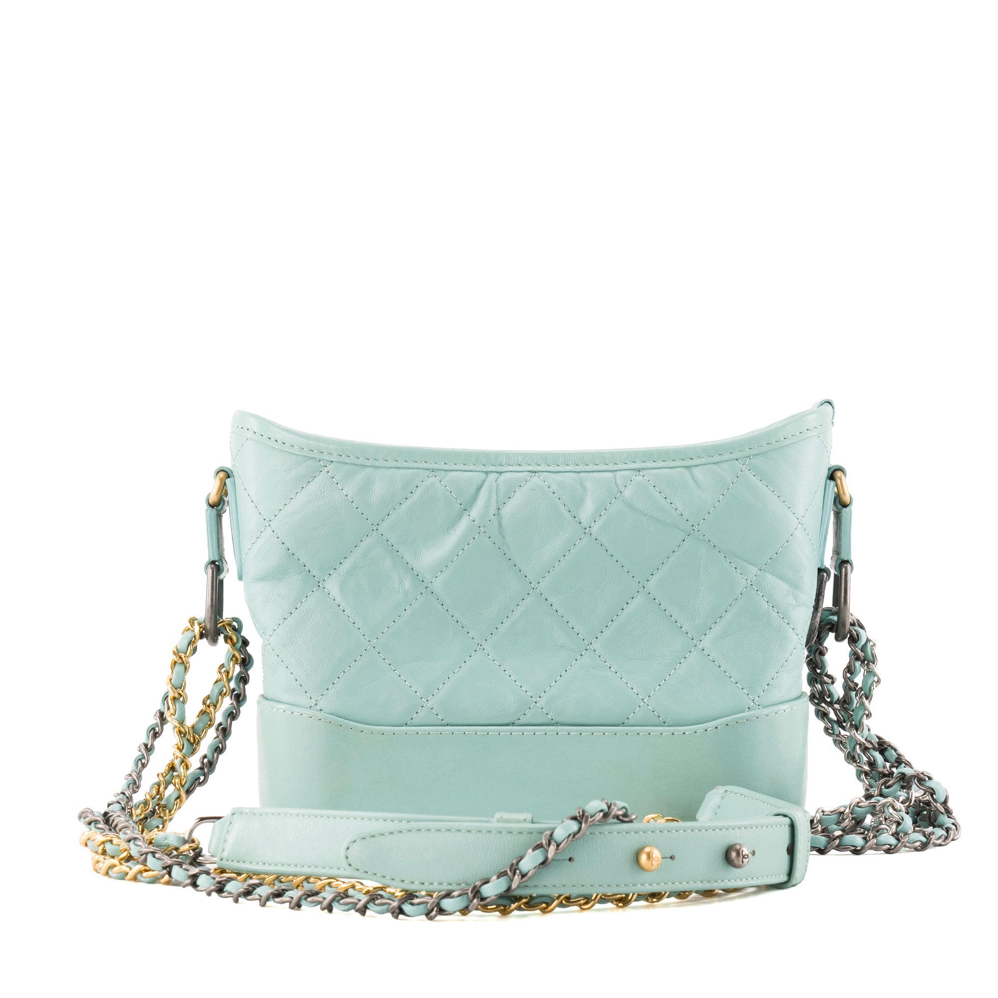 CHANEL - Sac à bandoulière Gabrielle mini Chanel en cuir bleu turquoise