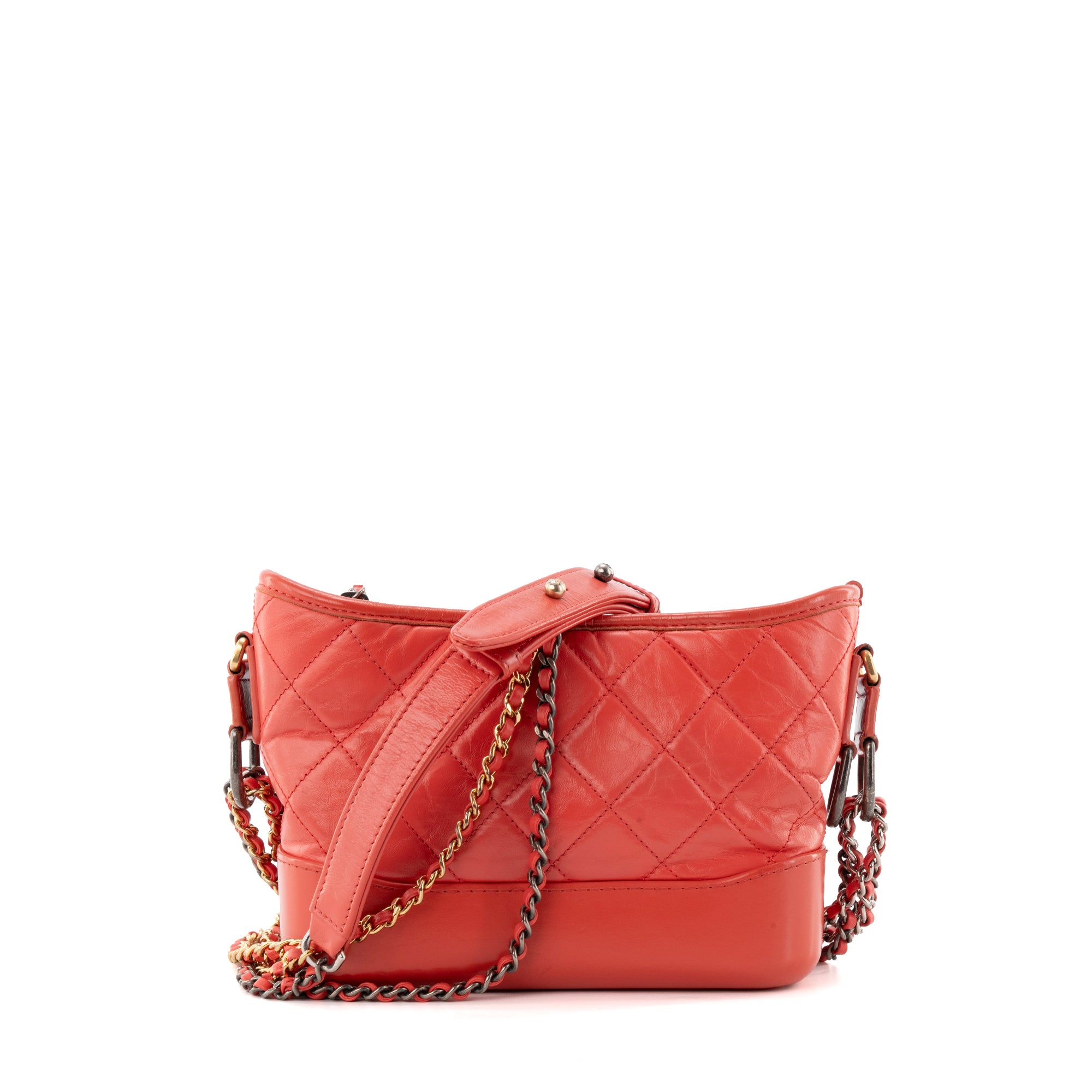 CHANEL - Sac à bandoulière Gabrielle mini Chanel en cuir corail