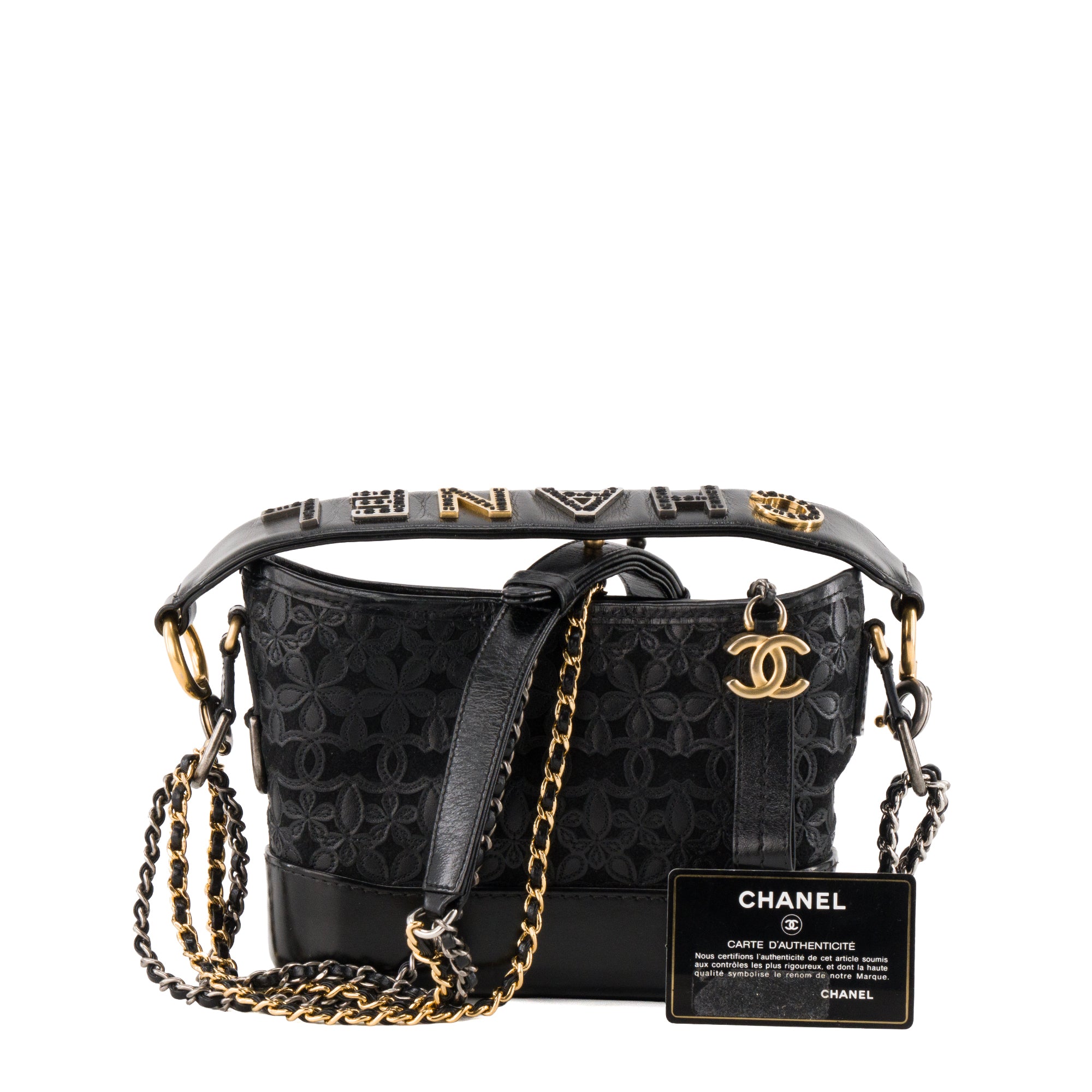 CHANEL - Sac à bandoulière Gabrielle Mini Chanel en cuir et toile noire édition limitée