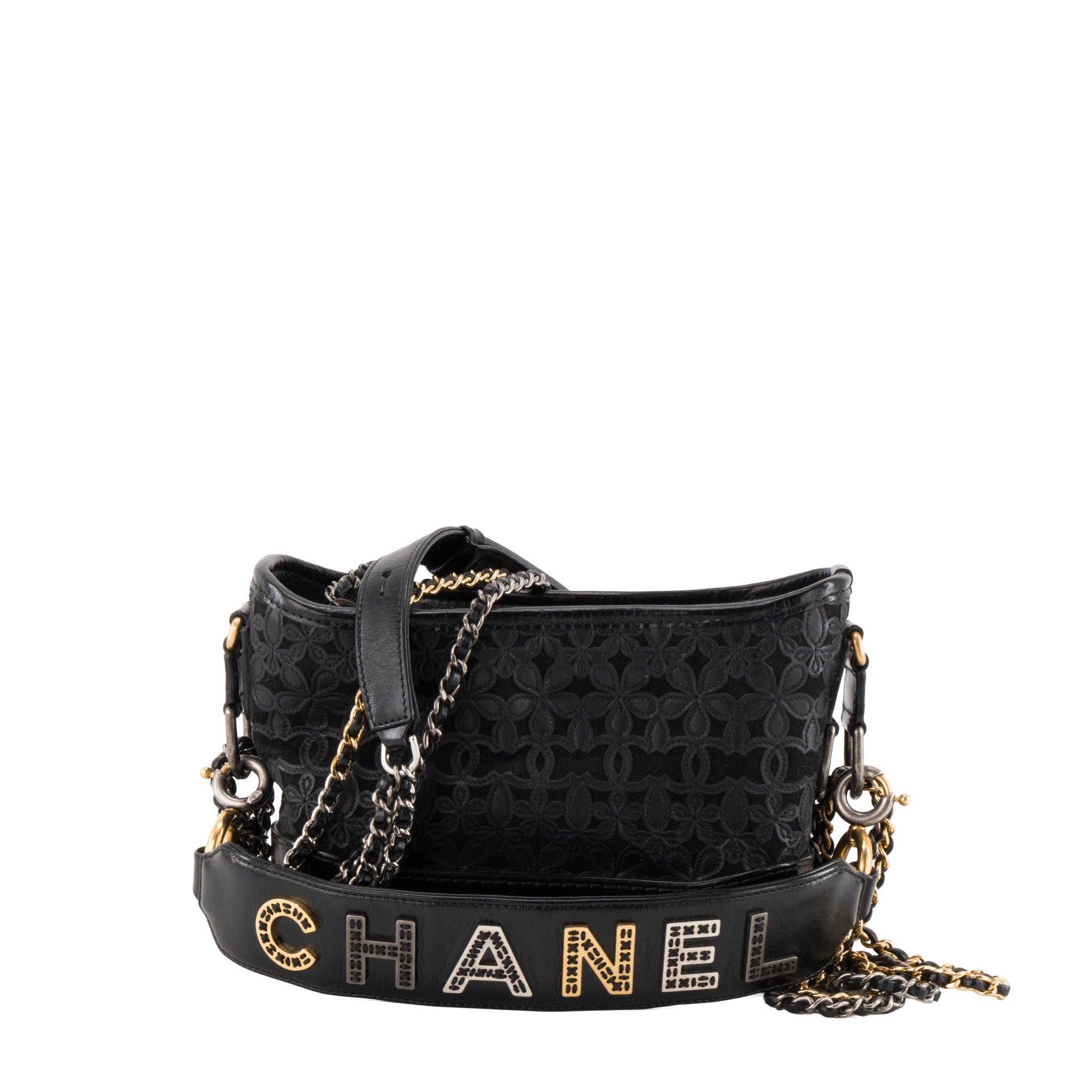 CHANEL - Sac à bandoulière Gabrielle Mini Chanel en cuir et toile noire édition limitée