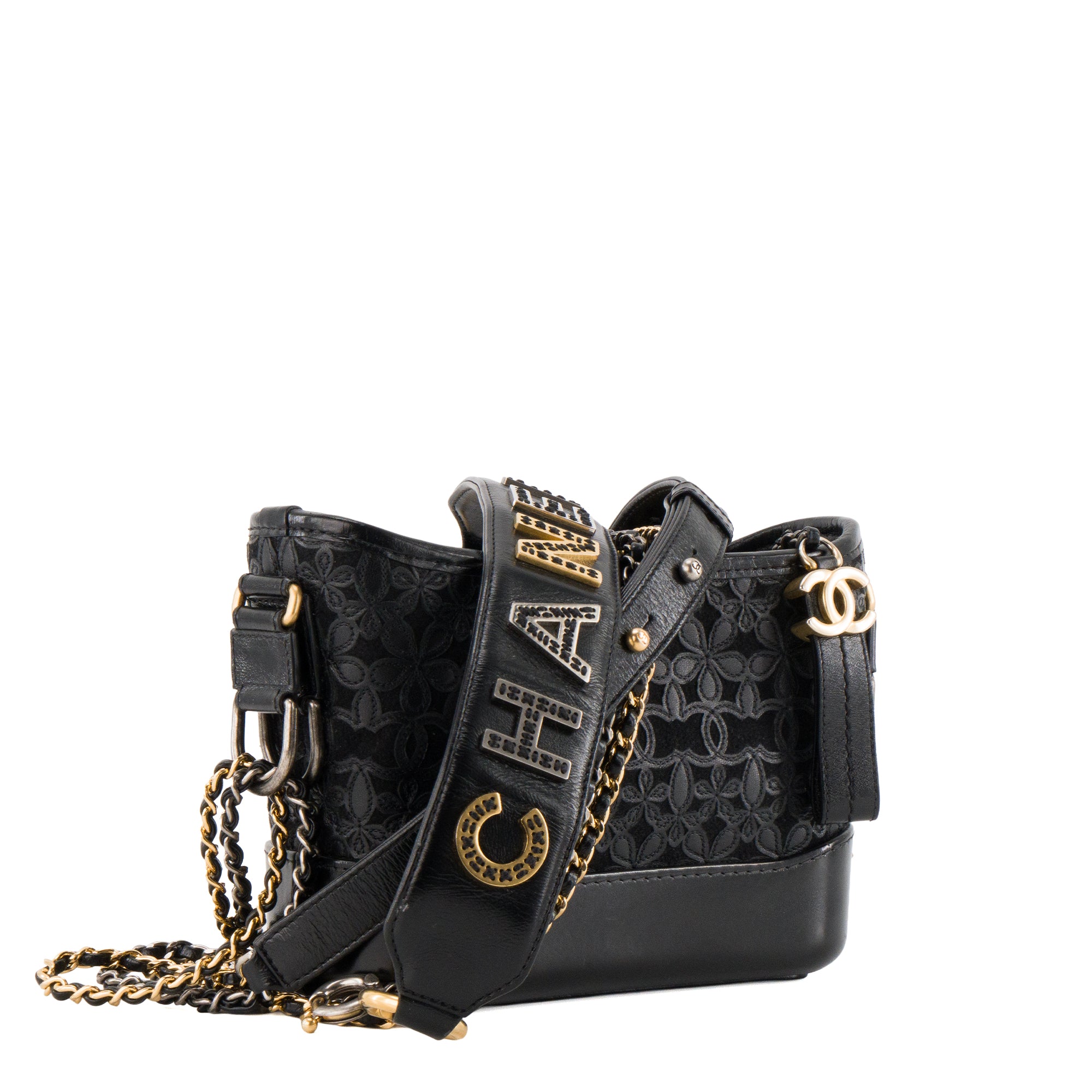 CHANEL - Sac à bandoulière Gabrielle Mini Chanel en cuir et toile noire édition limitée