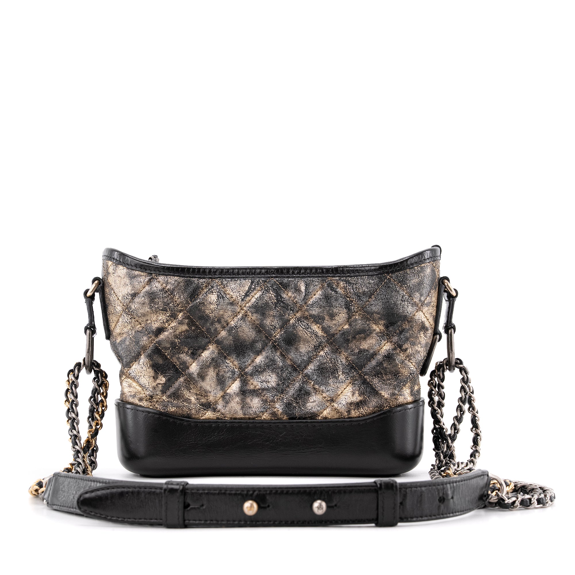 CHANEL - Sac à bandoulière Gabrielle mini Chanel en cuir mordoré et noir