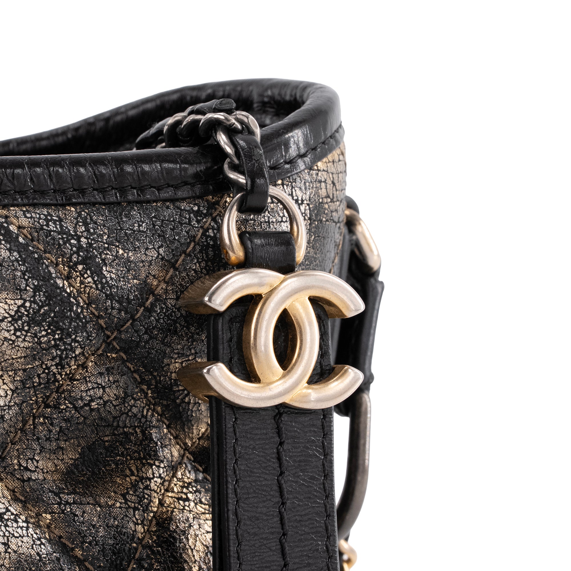 CHANEL - Sac à bandoulière Gabrielle mini Chanel en cuir mordoré et noir