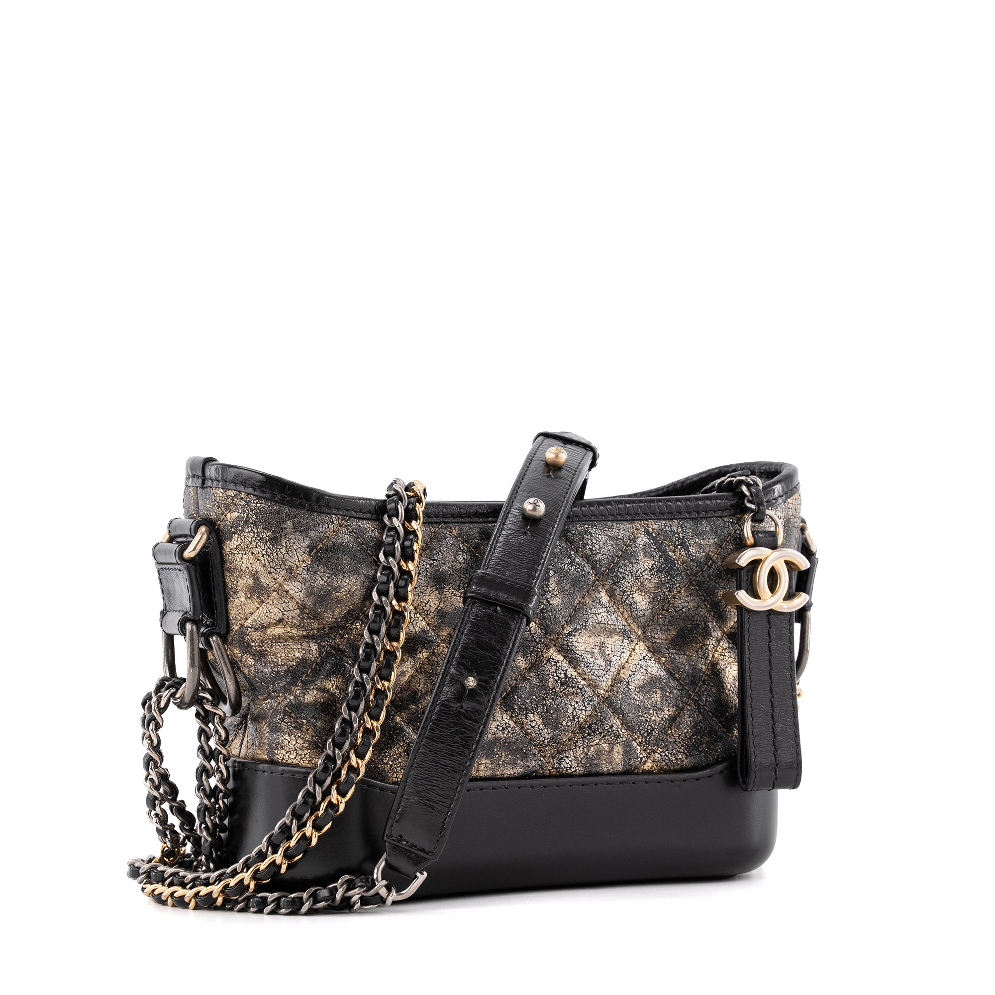 CHANEL - Sac à bandoulière Gabrielle mini Chanel en cuir mordoré et noir