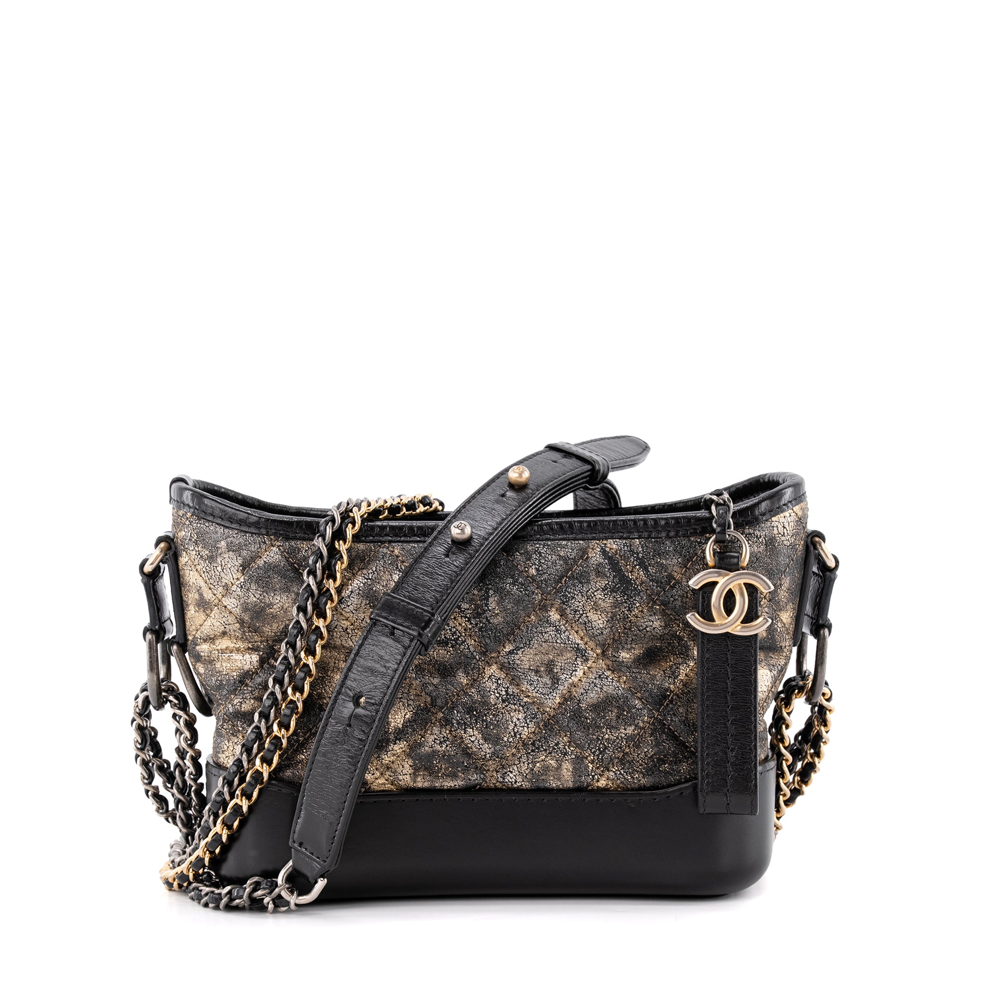 CHANEL - Sac à bandoulière Gabrielle mini Chanel en cuir mordoré et noir