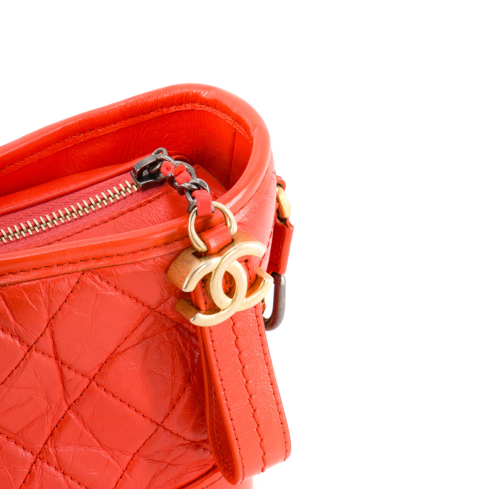 CHANEL - Sac à bandoulière Gabrielle mini Chanel en cuir orange