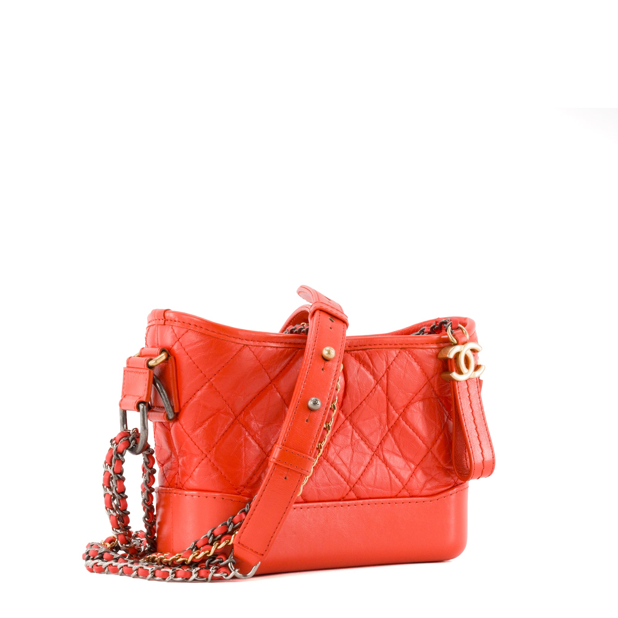 CHANEL - Sac à bandoulière Gabrielle mini Chanel en cuir orange