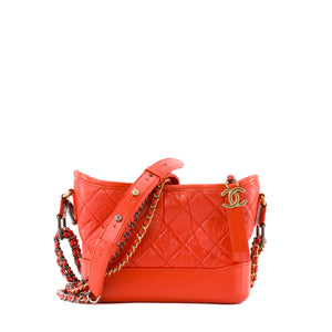 CHANEL - Sac à bandoulière Gabrielle mini Chanel en cuir orange