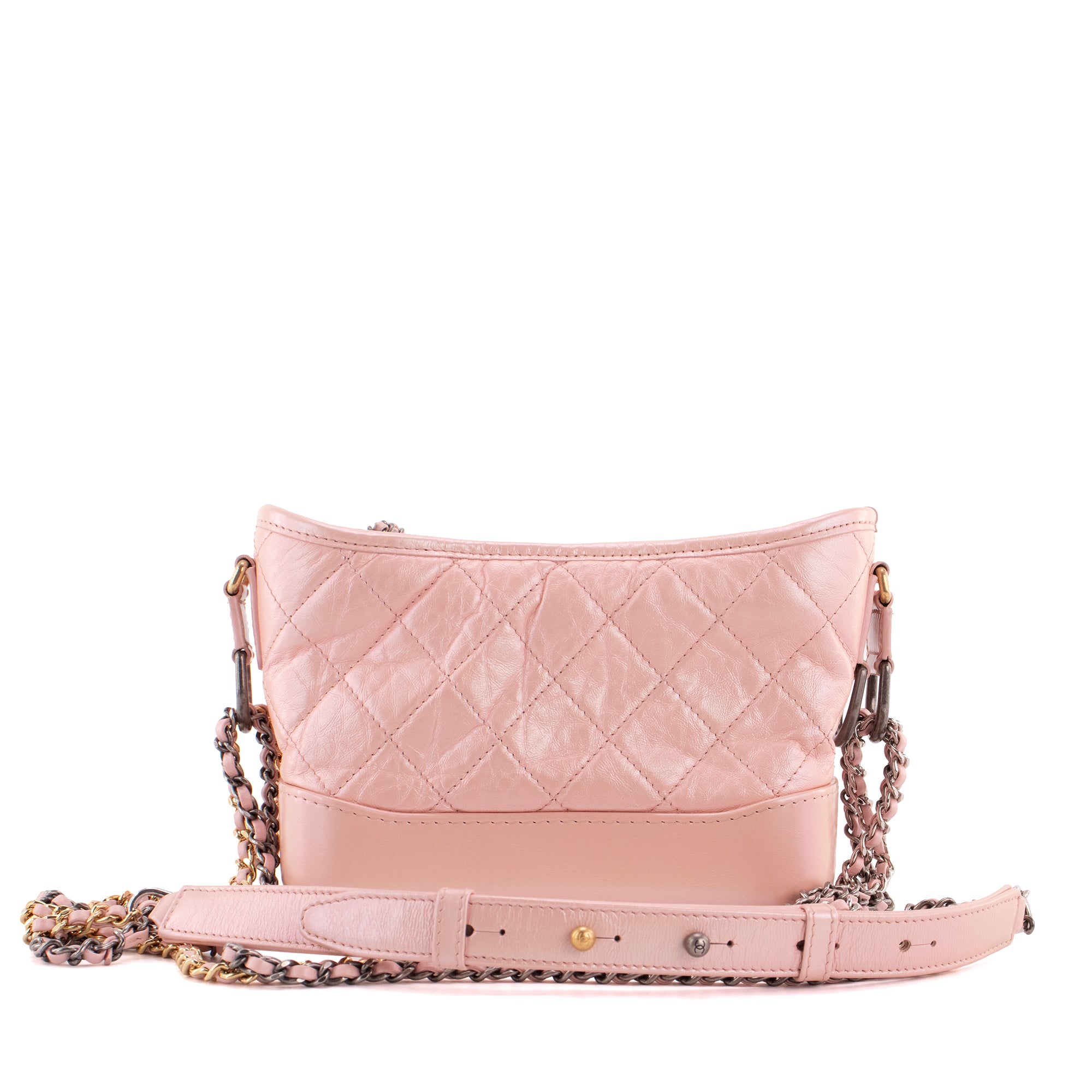 CHANEL - Sac à bandoulière Gabrielle mini Chanel en cuir rose irisé édition limitée