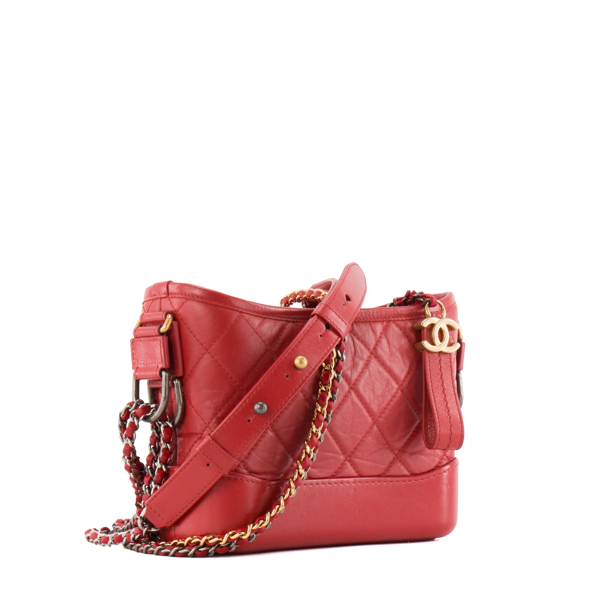 CHANEL - Sac à bandoulière Gabrielle mini Chanel en cuir rouge