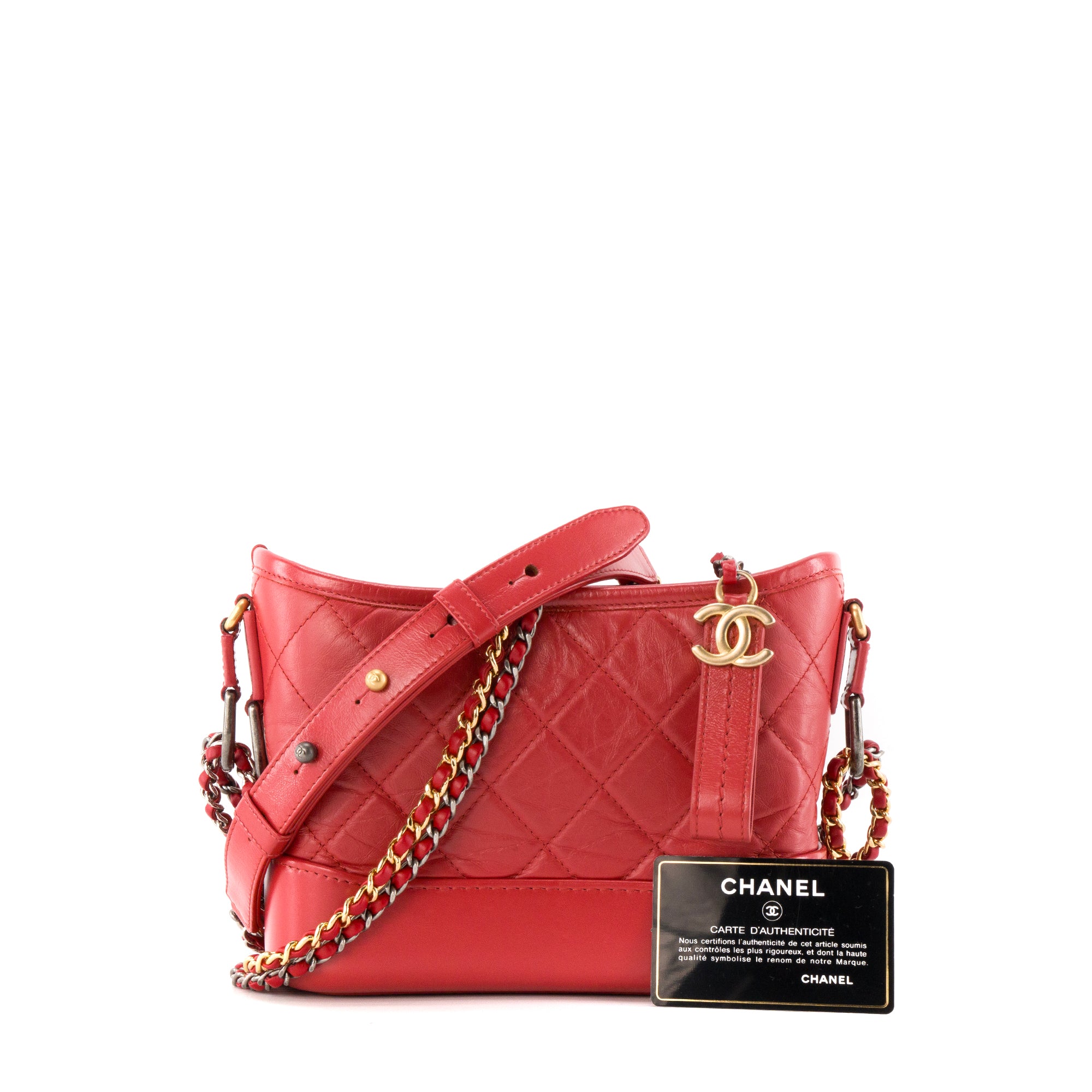 CHANEL - Sac à bandoulière Gabrielle mini Chanel en cuir rouge