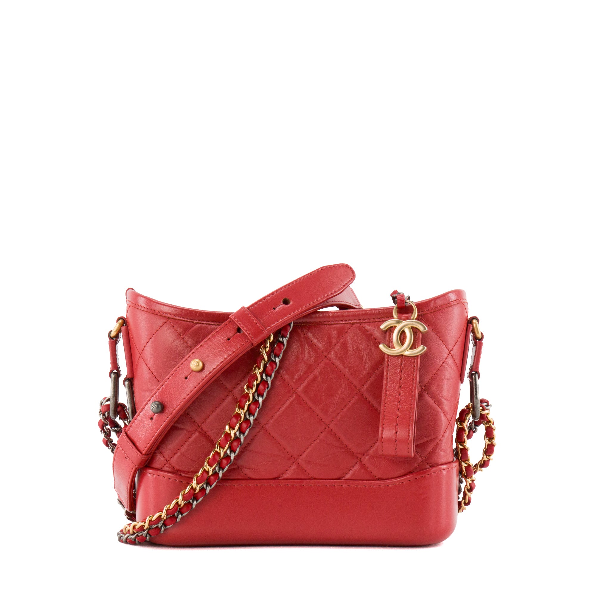 CHANEL - Sac à bandoulière Gabrielle mini Chanel en cuir rouge