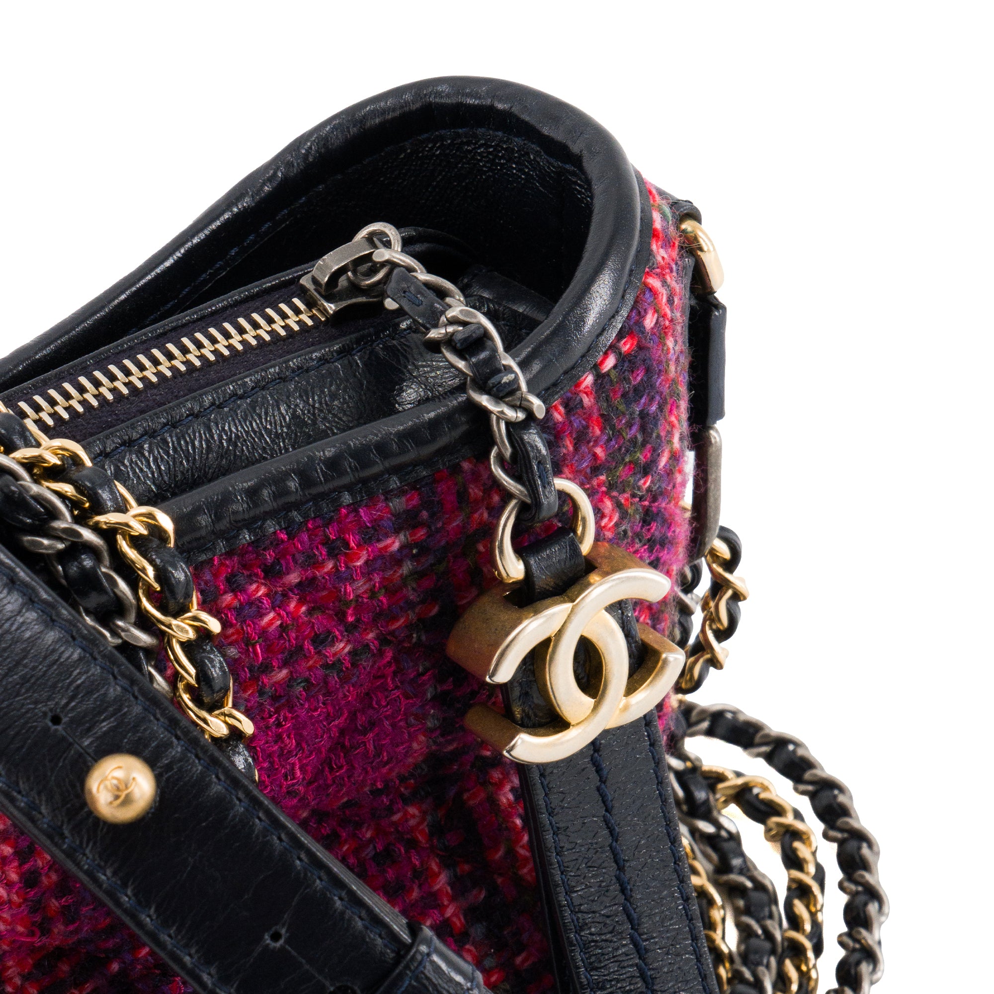 CHANEL - Sac à bandoulière Gabrielle mini Chanel en tweed rose