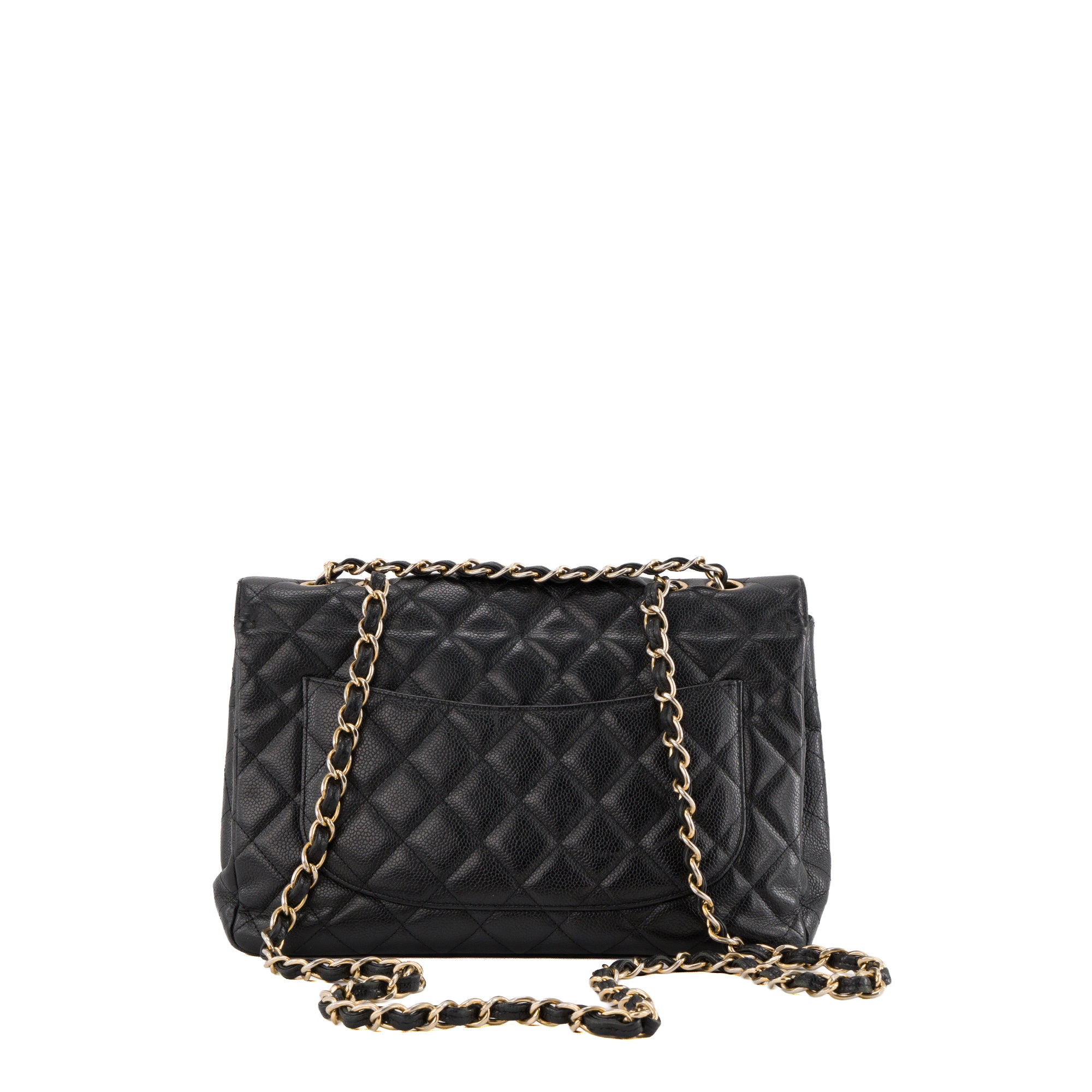 CHANEL - Sac à bandoulière Classique/Timeless Jumbo Chanel en cuir caviar noir