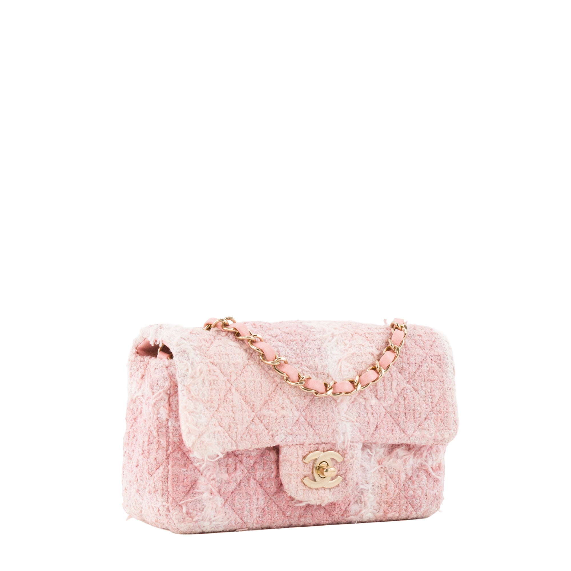 CHANEL - Sac à bandoulière Mini Rectangle Classique/Timeless Chanel en tweed rose