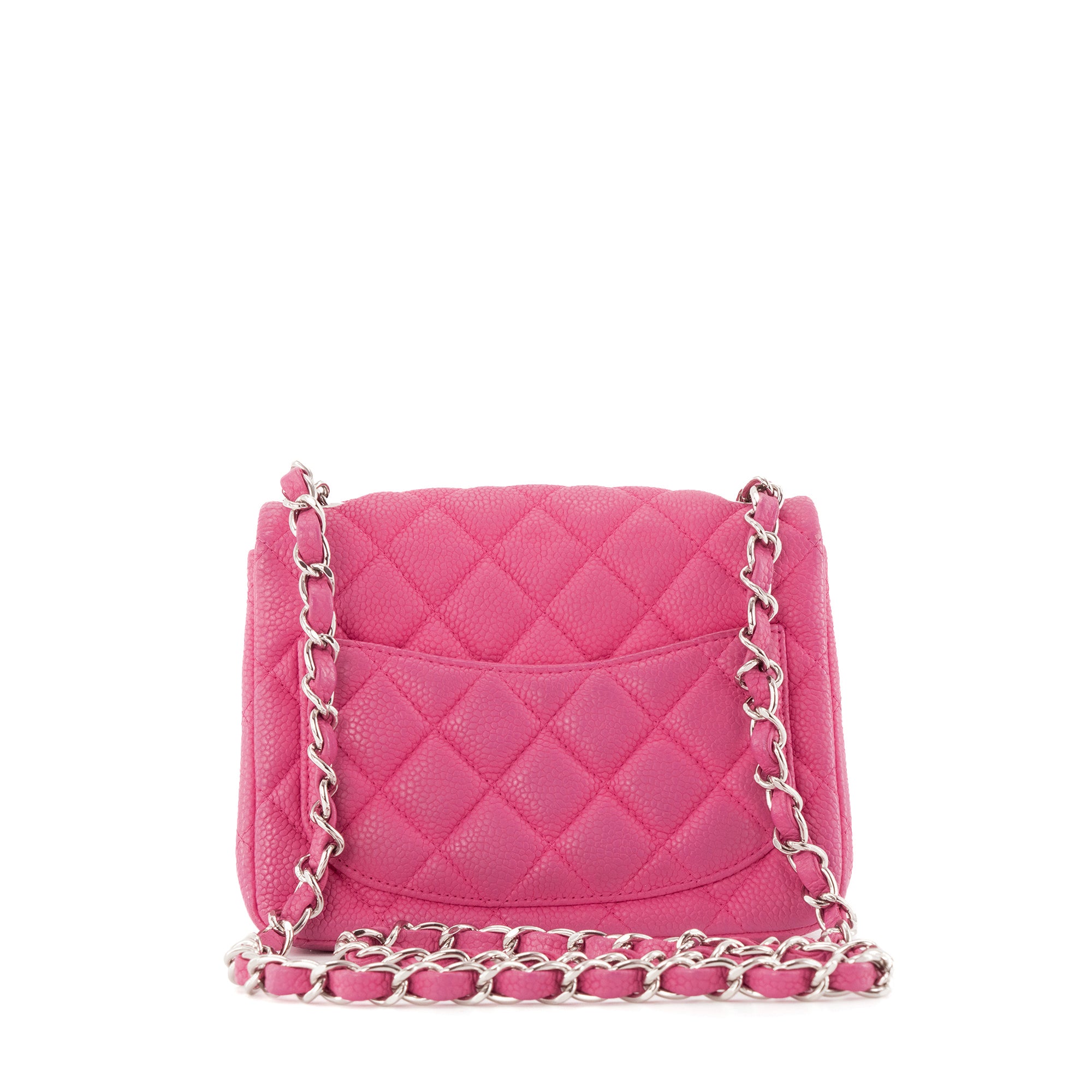 CHANEL - Sac à bandoulière Mini Square Timeless/Classique Chanel en cuir caviar rose