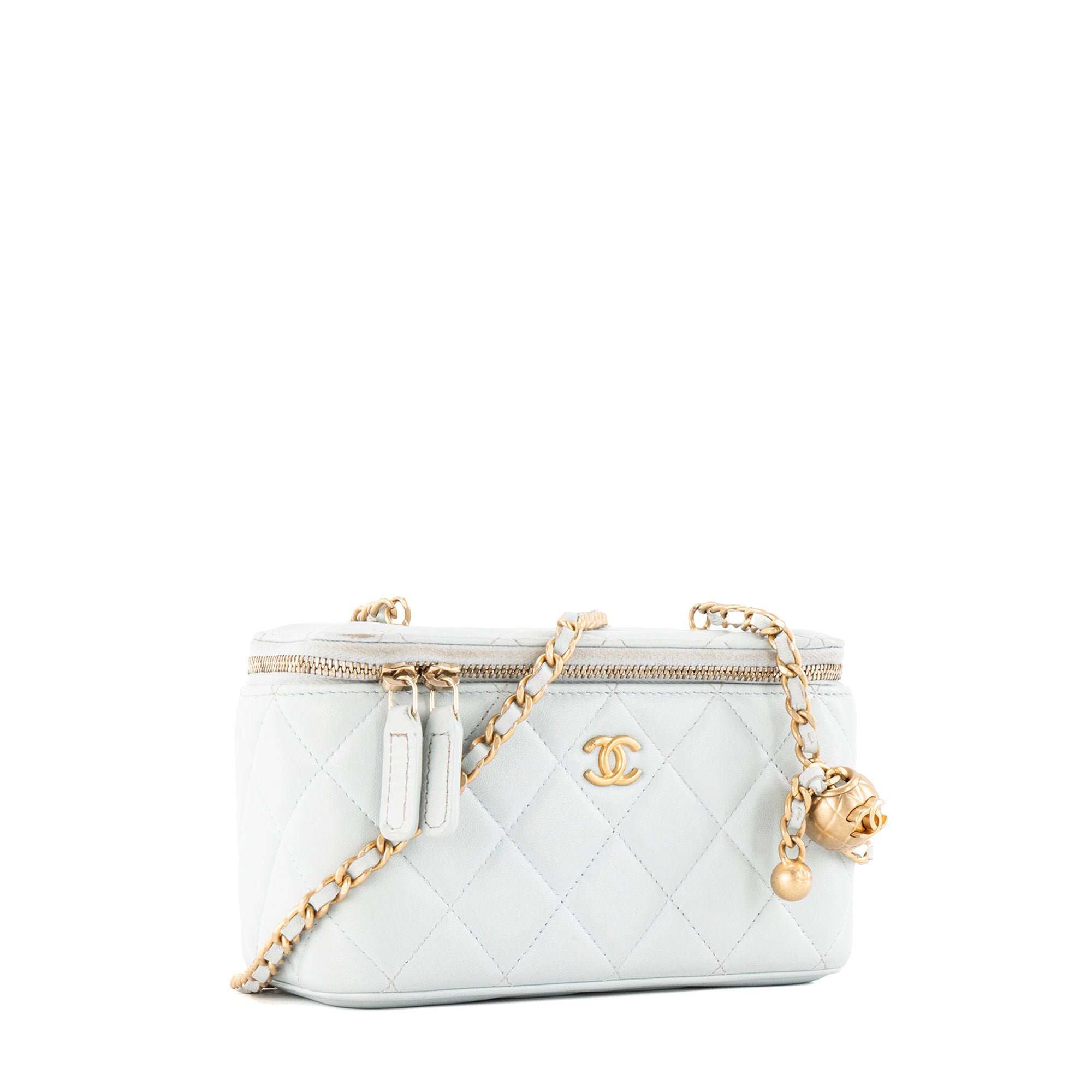 CHANEL - Sac à bandoulière Vanity Chanel en cuir lisse bleu