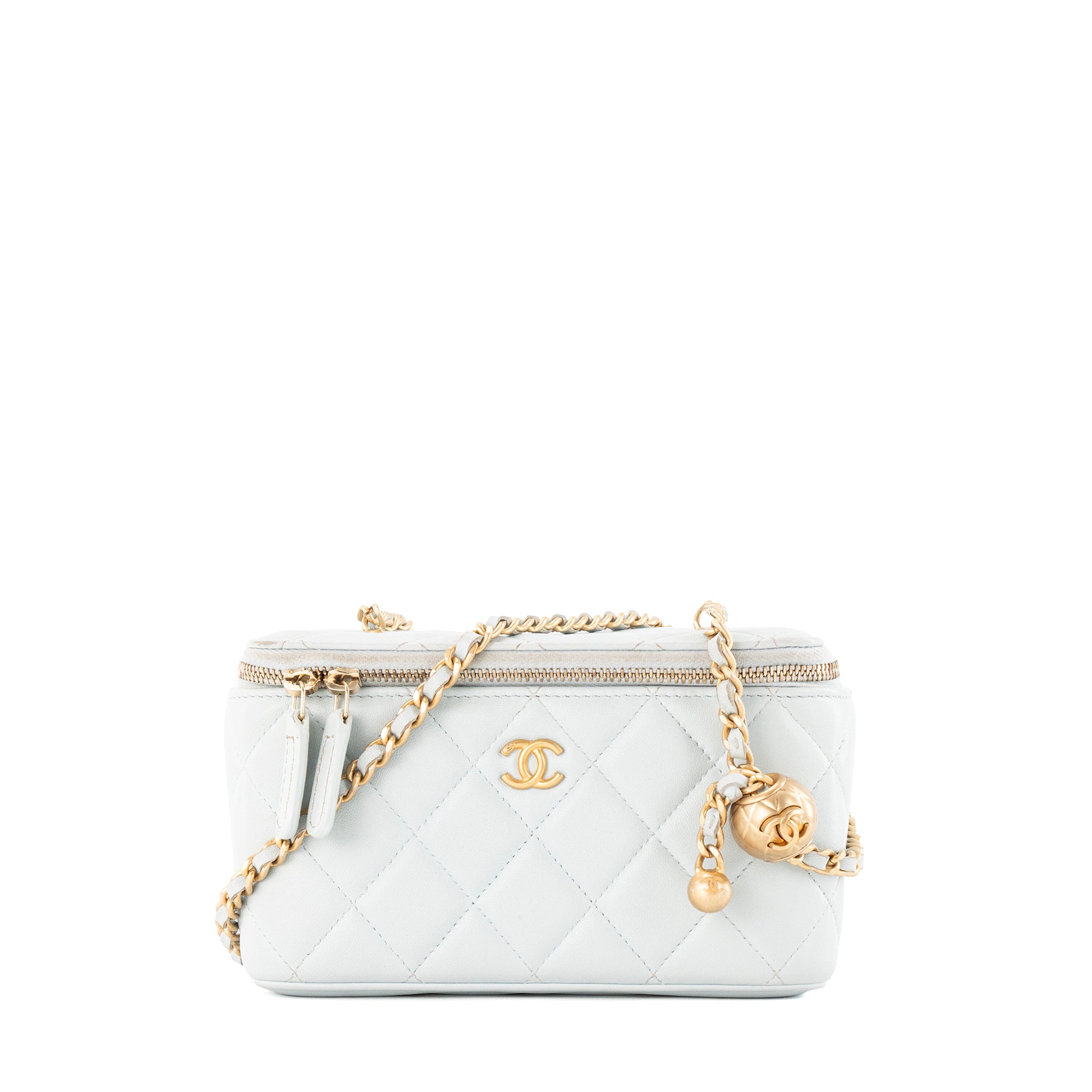 CHANEL - Sac à bandoulière Vanity Chanel en cuir lisse bleu