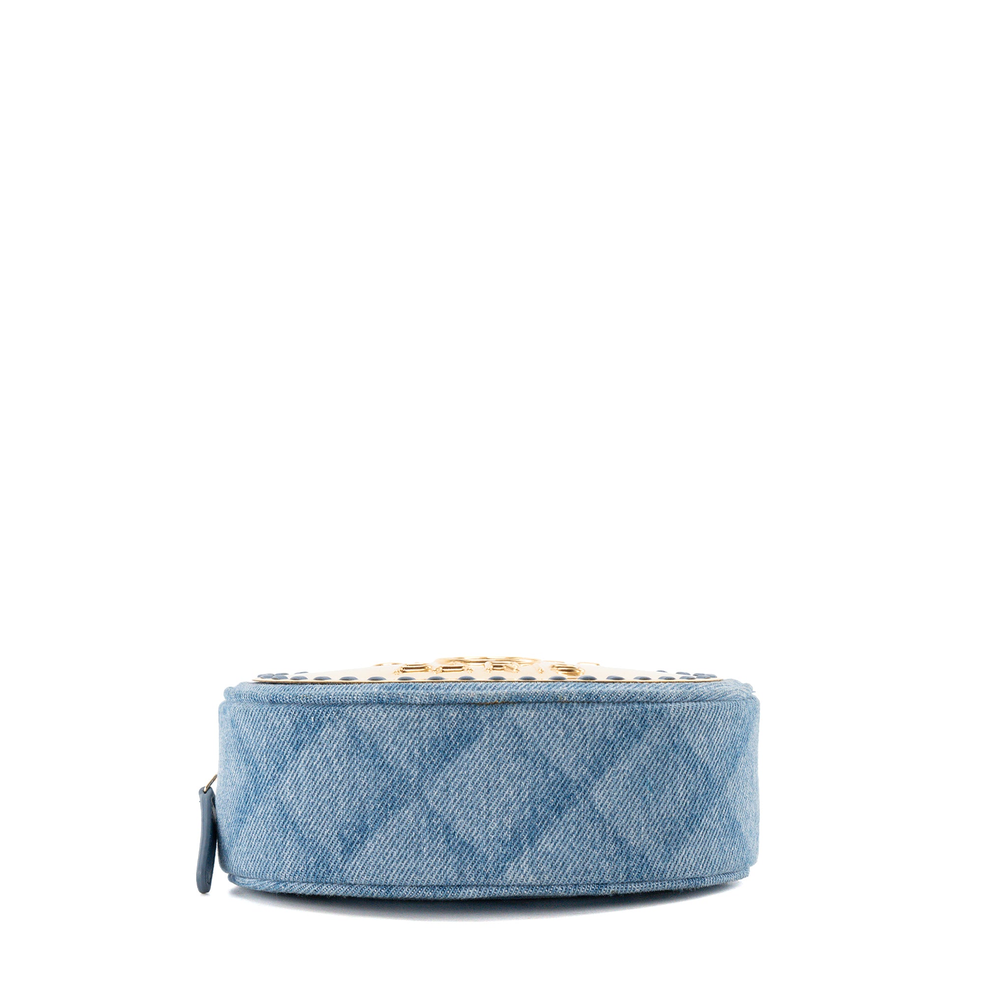 CHANEL - Sac à bandoulière Ovale CC Chanel en denim bleu et métal doré