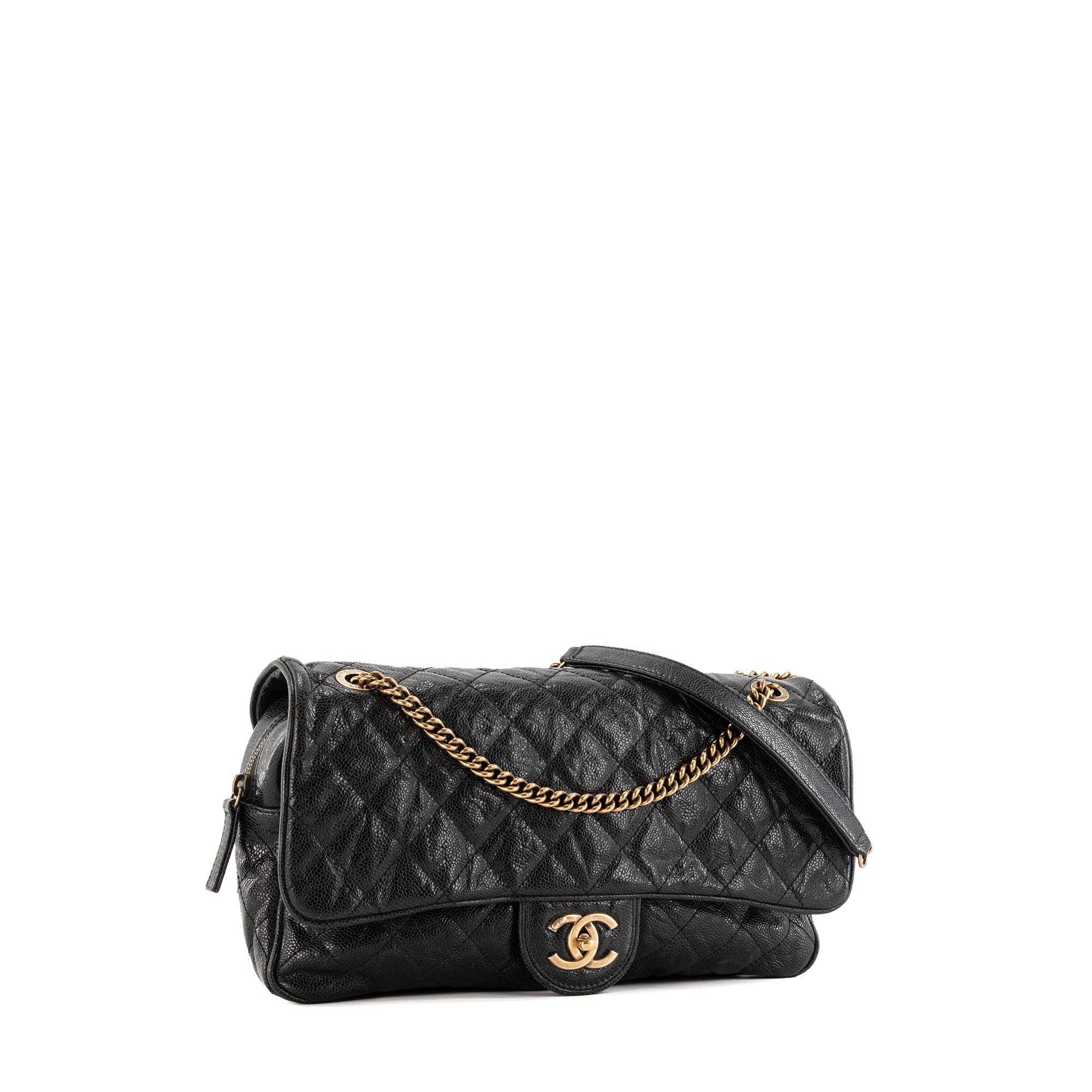 CHANEL - Sac à bandoulière Shiva Chanel en cuir caviar noir