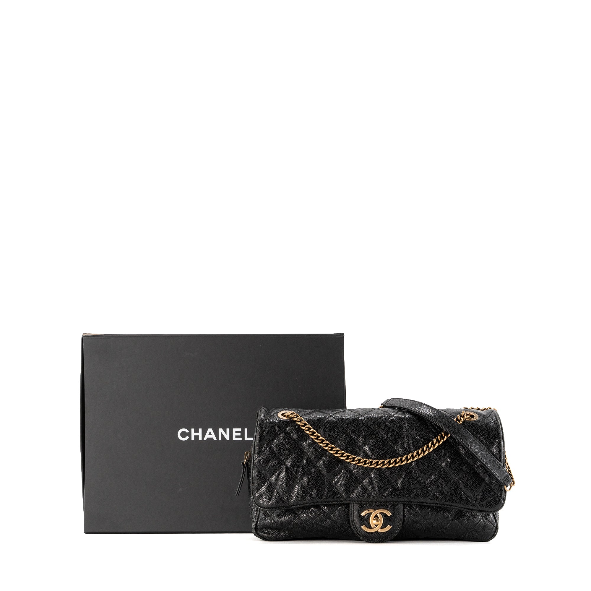 CHANEL - Sac à bandoulière Shiva Chanel en cuir caviar noir