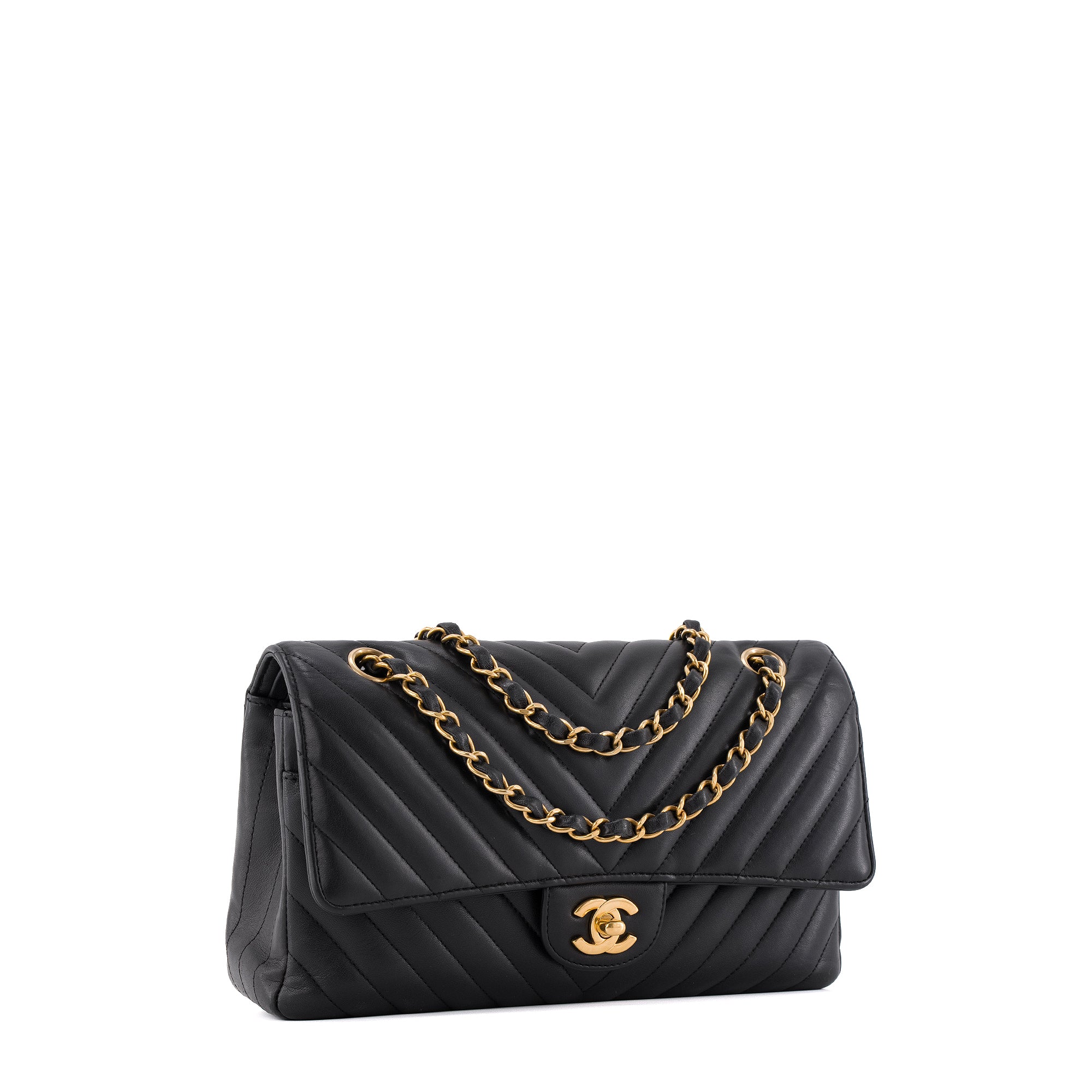 CHANEL - Sac à main Classique/Timeless 11.12 en cuir chevron noir