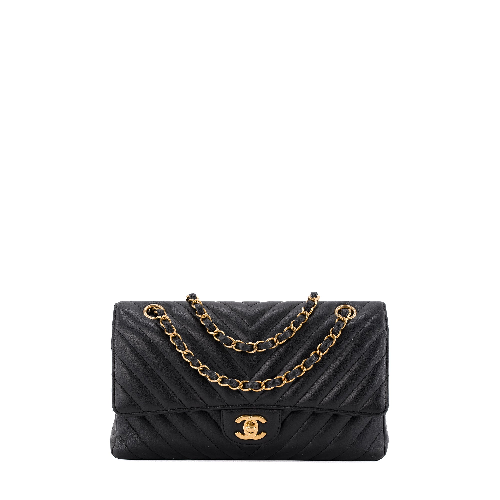 CHANEL - Sac à main Classique/Timeless 11.12 en cuir chevron noir