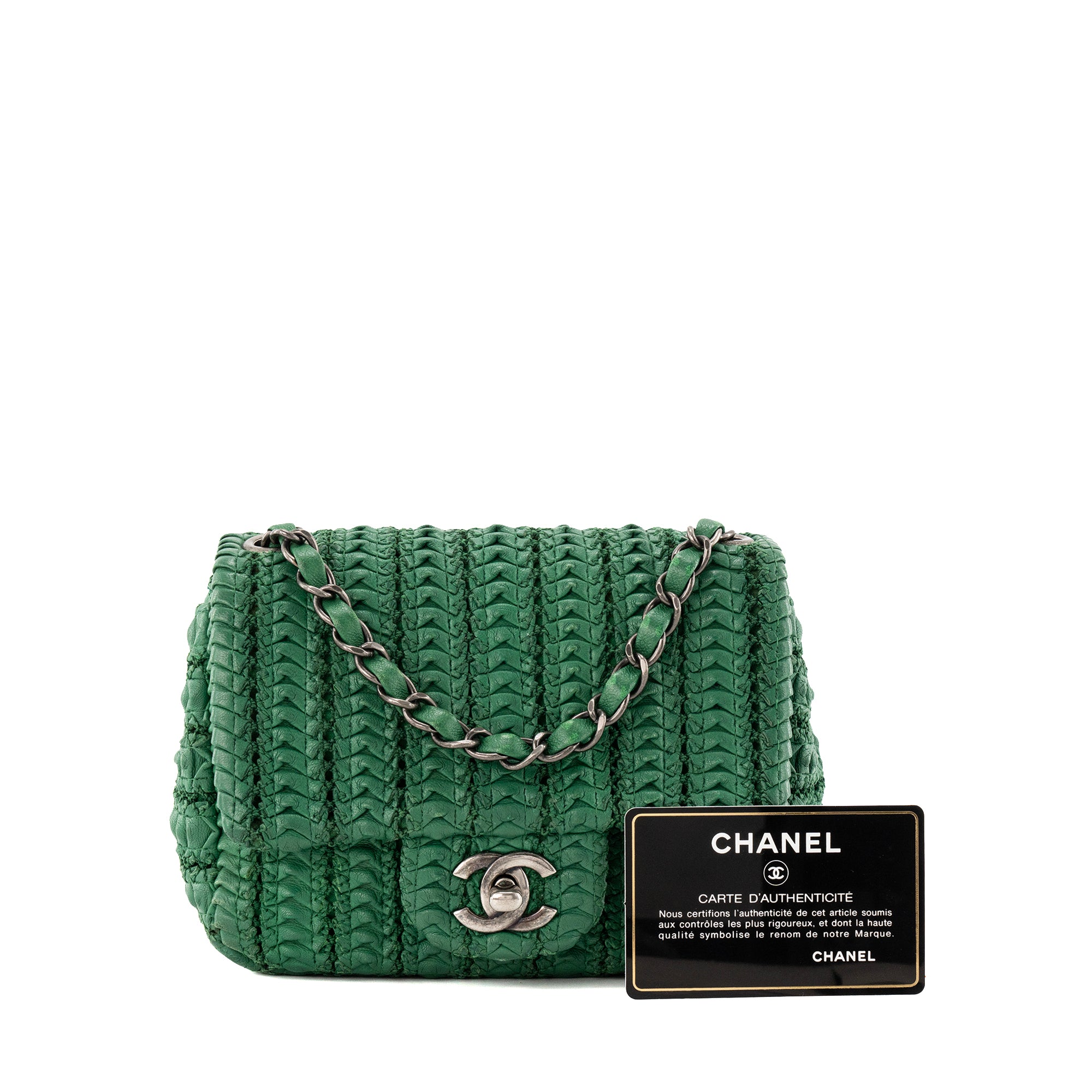 CHANEL - Sac à bandoulière Timeless Mini Square Chanel en cuir vert