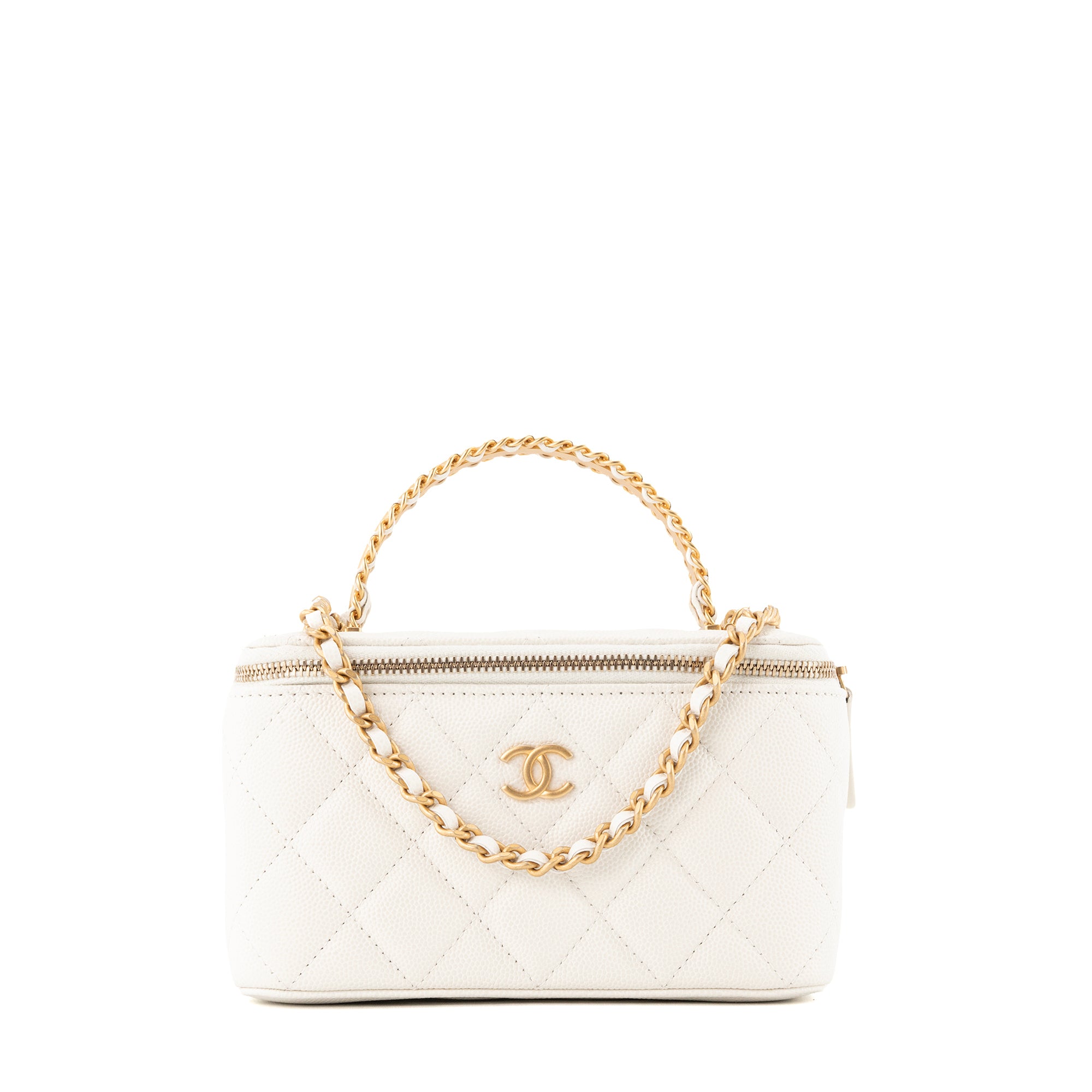 CHANEL - Sac à bandoulière Vanity Chanel en cuir caviar blanc