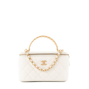 CHANEL - Sac à bandoulière Vanity Chanel en cuir caviar blanc