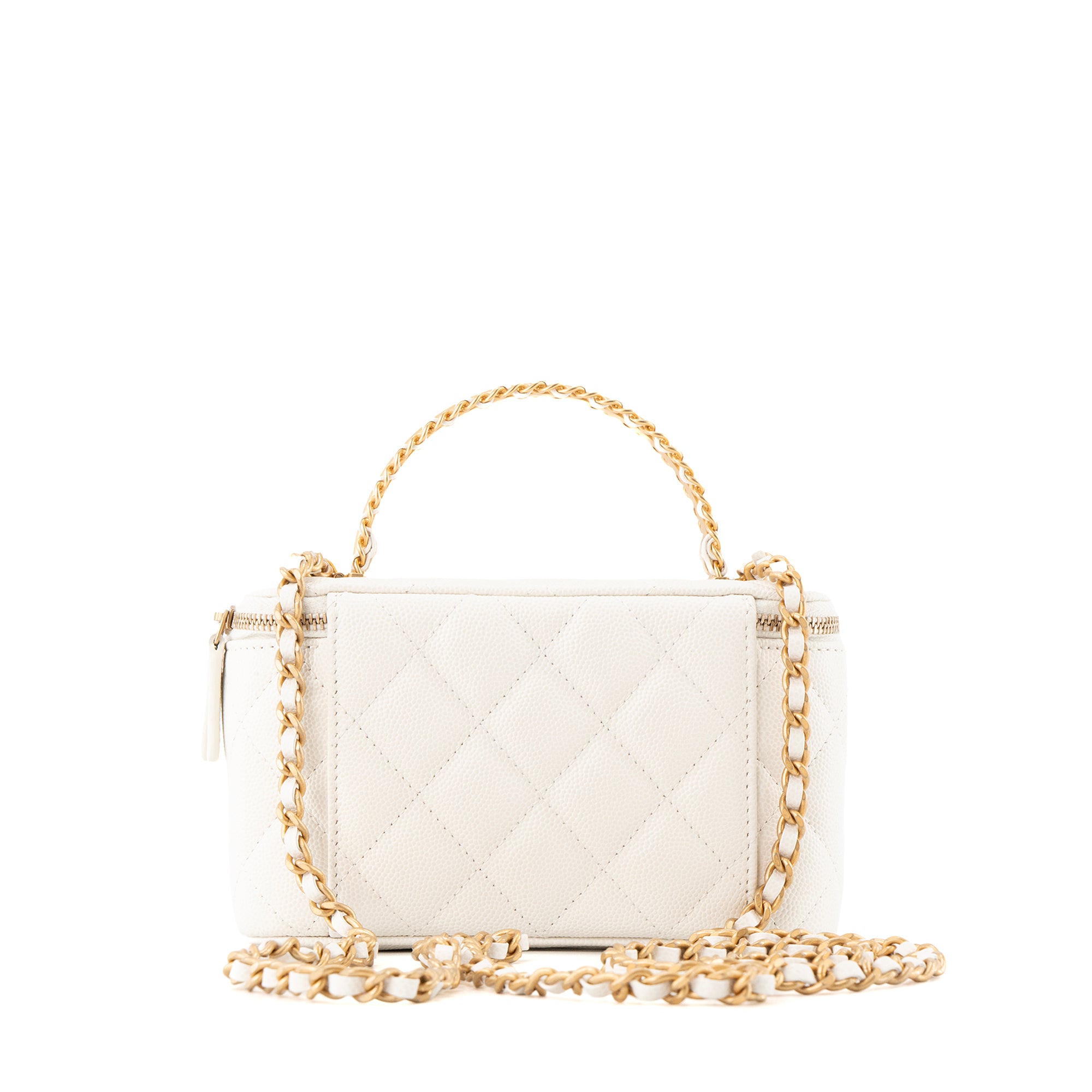 CHANEL - Sac à bandoulière Vanity Chanel en cuir caviar blanc