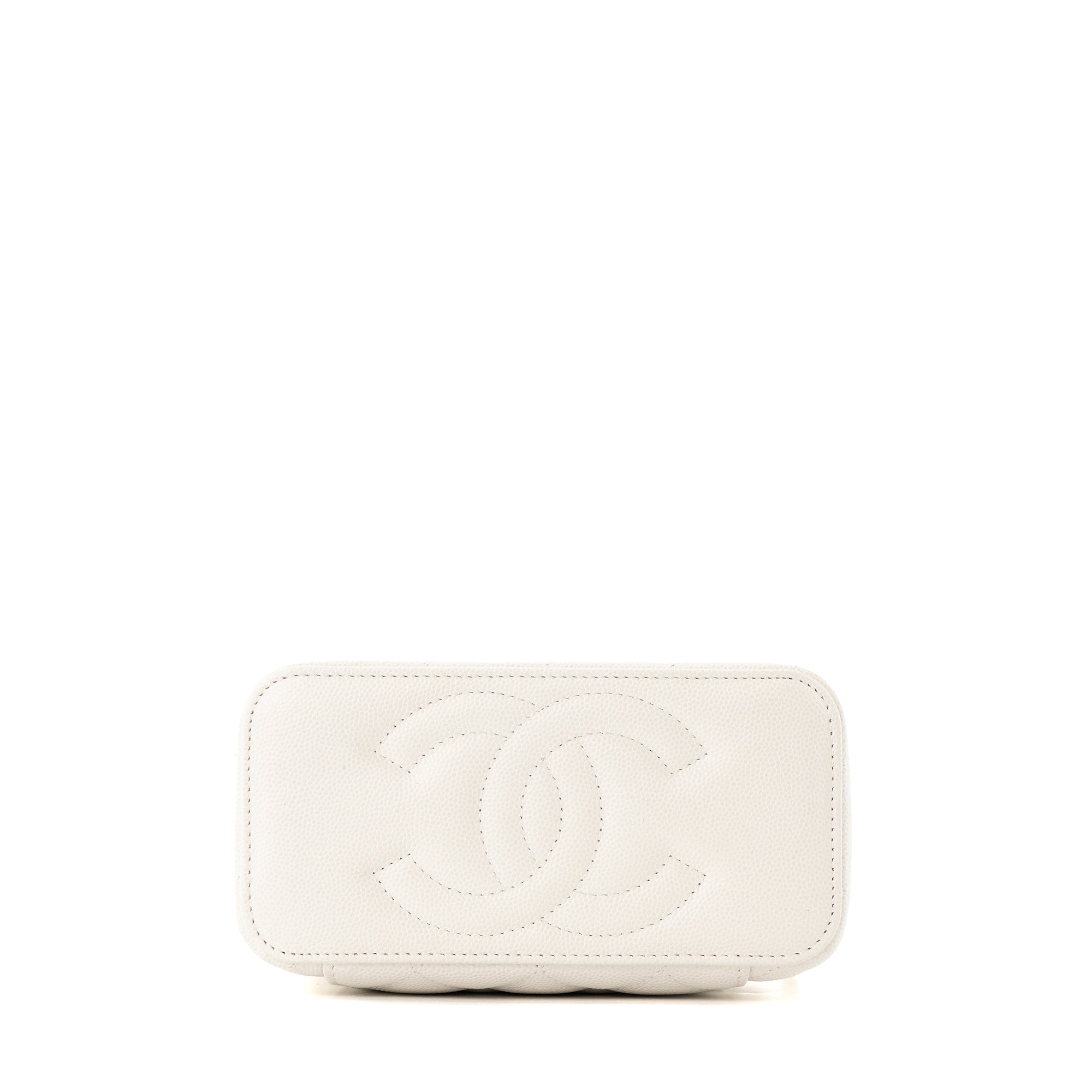 CHANEL - Sac à bandoulière Vanity Chanel en cuir caviar blanc